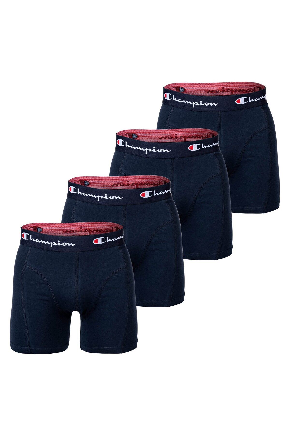 Champion-Herren Boxershorts, 4er Pack - Baumwolle, Logobund, einfarbig 4