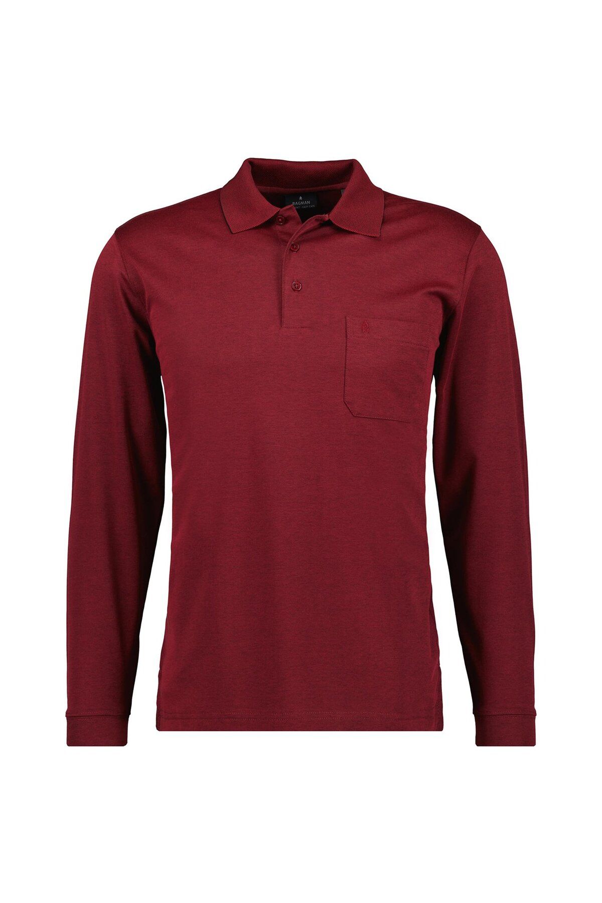 Ragman-Herren Langarm-Poloshirt - Soft Knit Polo Knopf Langarm, Baumwollmischung, Knopfleiste, Easy 3