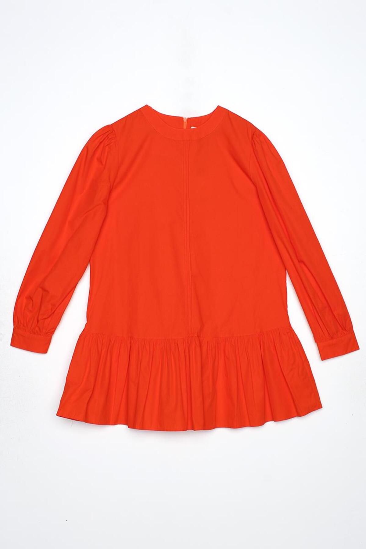 ALLDAY-Dark Orange- Ribbed Collarless Cotton Tunic 7