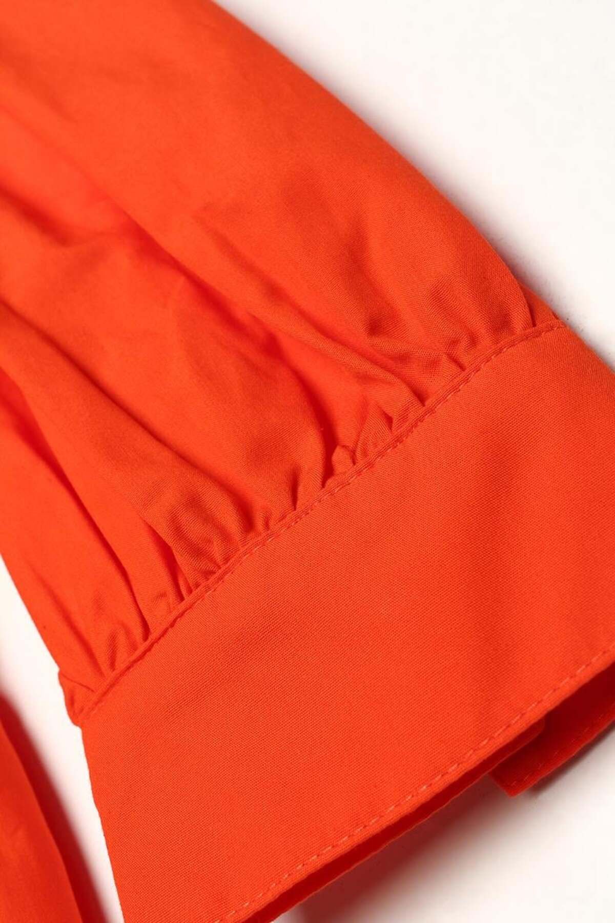 ALLDAY-Dark Orange- Ribbed Collarless Cotton Tunic 5