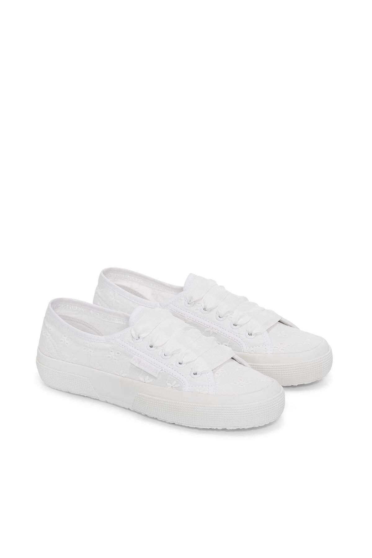 Superga-Białe tenisówki damskie 2750 Flower Sangallo 2