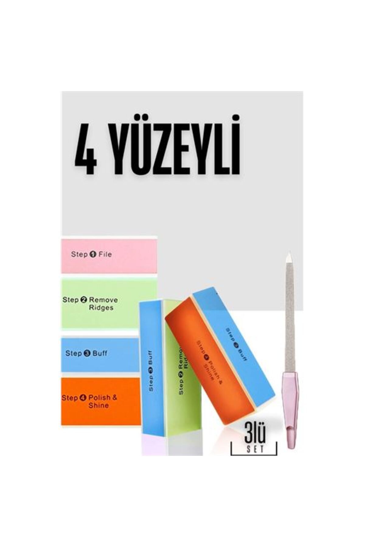 indirimvar 4 Yüzeyli Törpü Ve Parlatma Blok Sünger 3 Lü Set