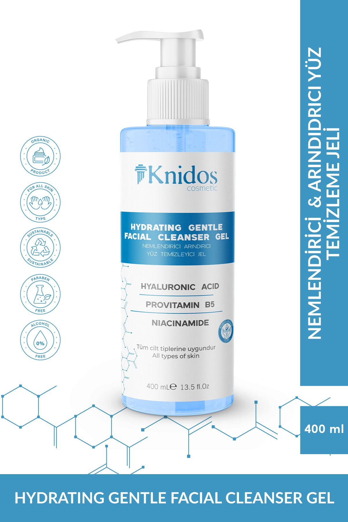 KNIDOS COSMETIC NEMLENDİRİCİ & ARINDIRICI YÜZ TEMİZLEME JELİ 400 ML