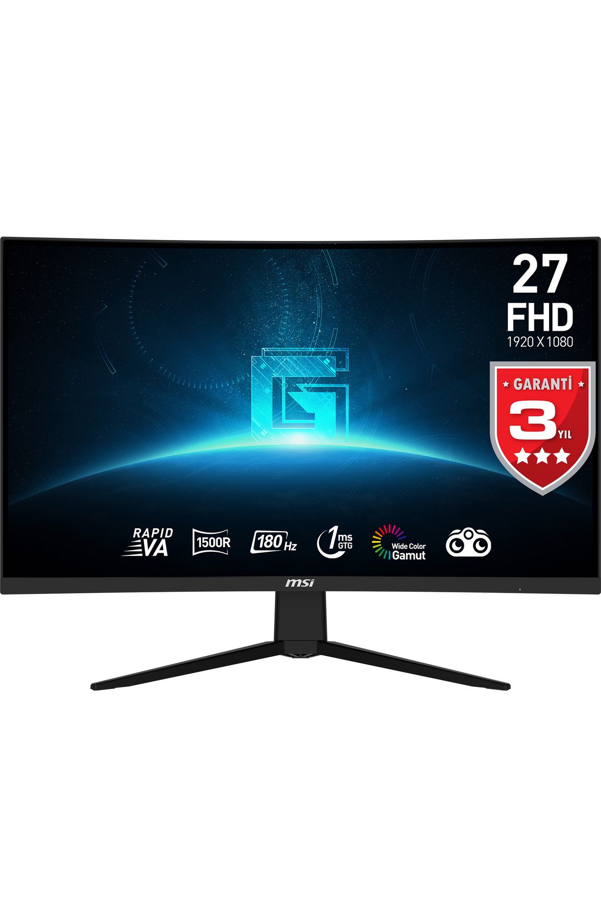 MSI 27 G27C3F 1920x1080 (FHD) 16:9 CURVE 1500R RAPID VA 180HZ 1MS FREESYNC PREMIUM GAMING MONITOR