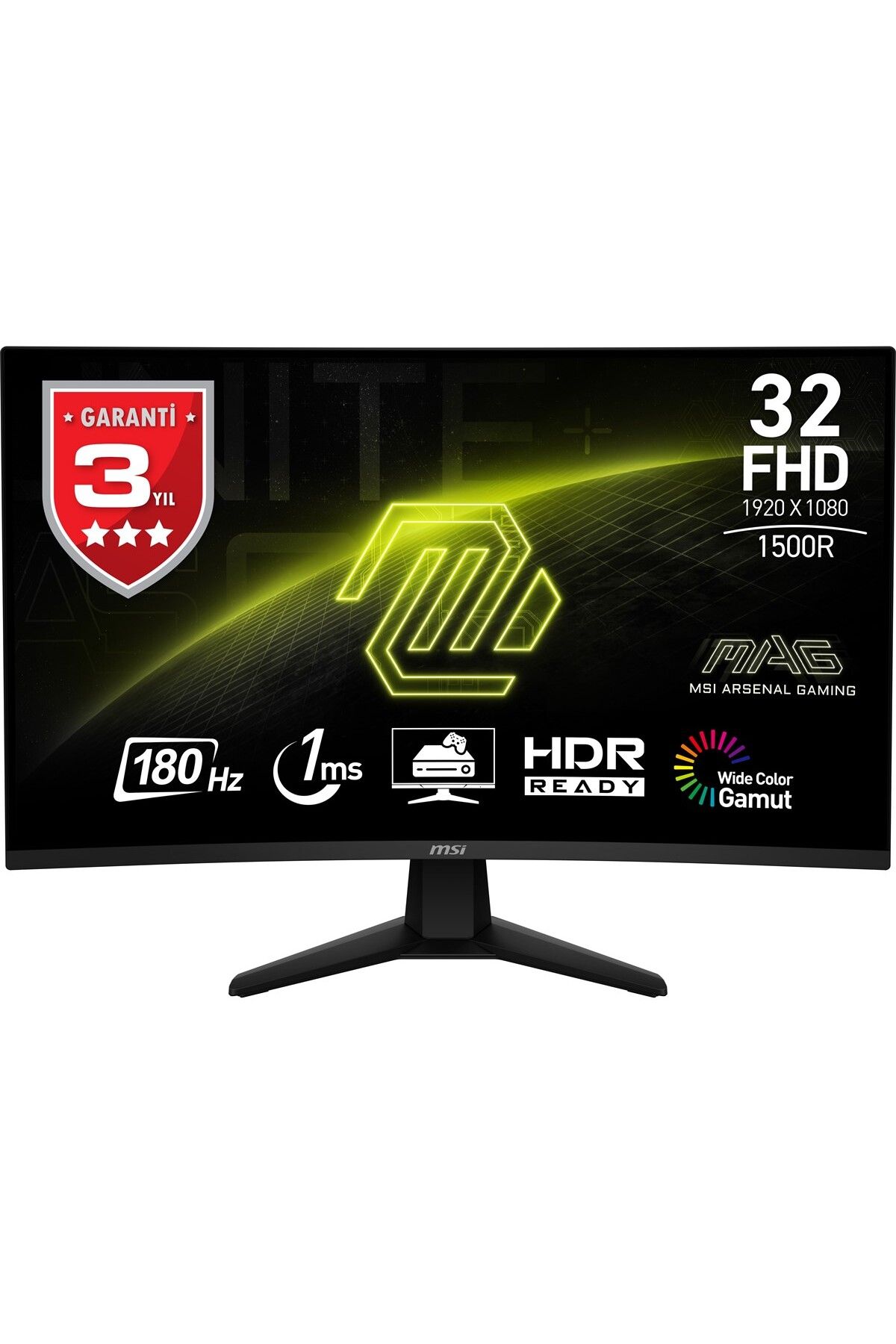 MSI 31.5 MAG 32C6 CURVED 1500R VA 2560X1440 (FHD) 16:9 180HZ 1MS FREESYNC PREMIUM GAMING MONITOR