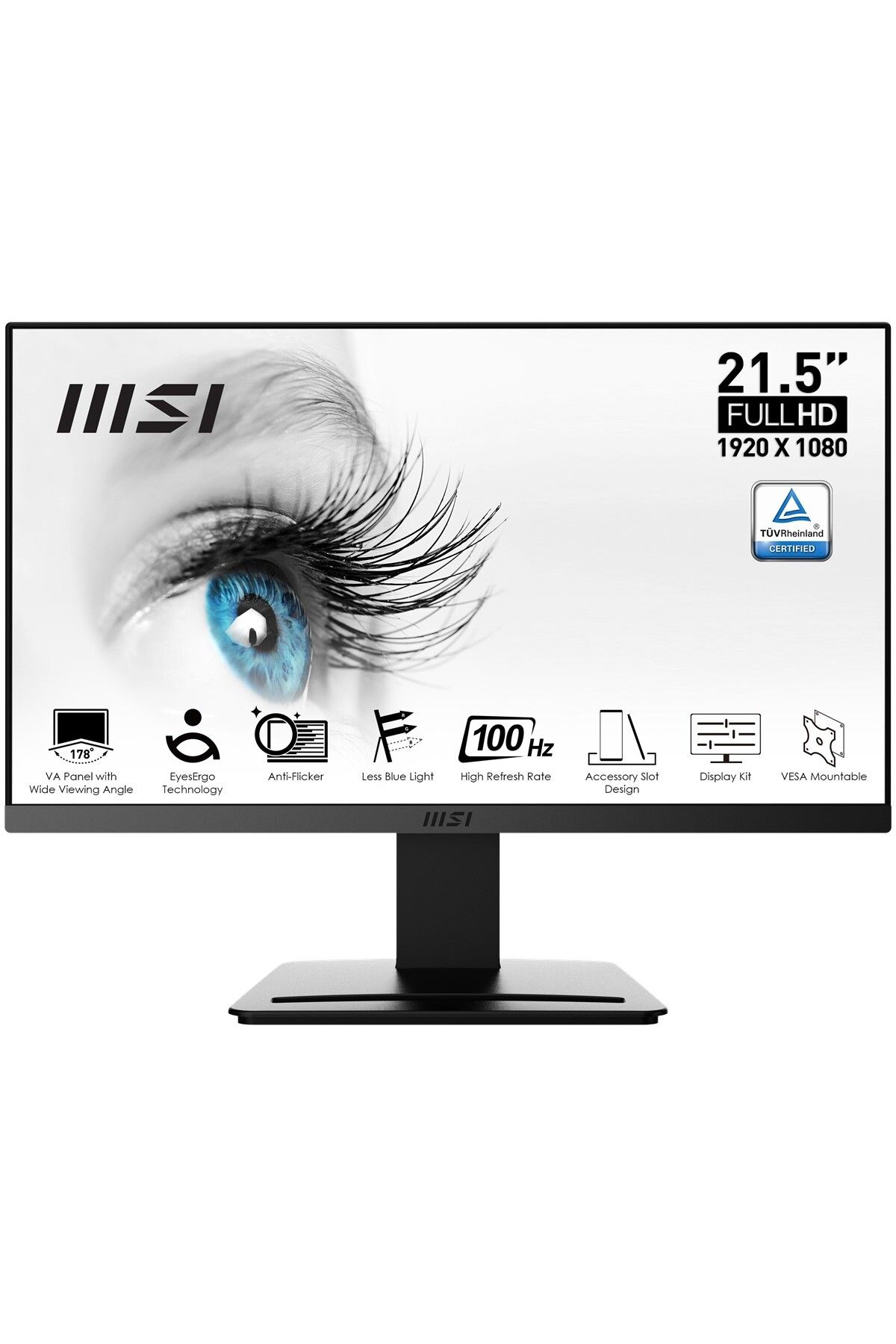 MSI 21.5 PRO MP223 1920x1080 (FHD) 16:9 FLAT VA 100HZ 1MS ADAPTIVE-SYNC MONITOR