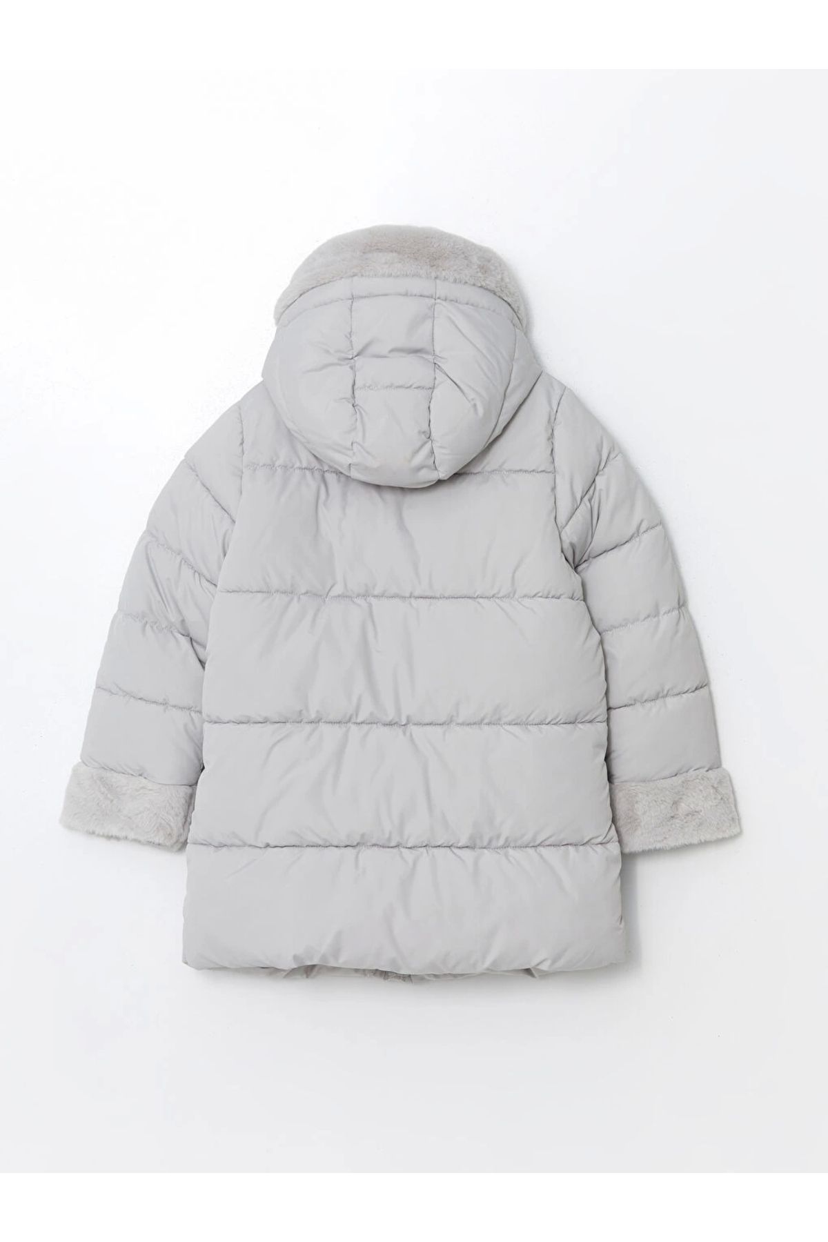 LC Waikiki-Lcw Kids Gray Hooded Coat for Girls 3