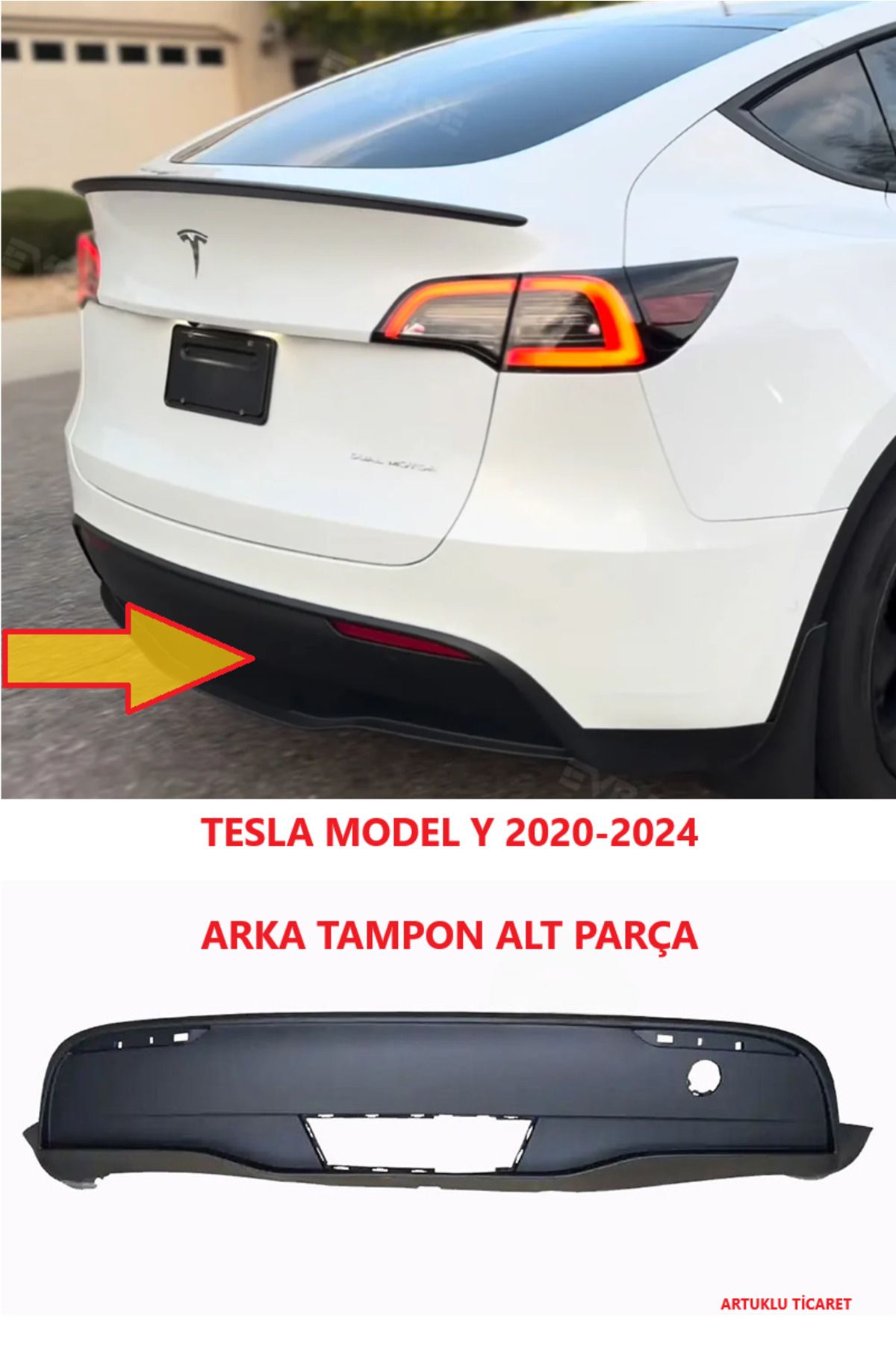 ARTUKLU TİCARET TESLA MODEL Y 2020 UYUMLU -2024 ARKA TAMPON ALT PARÇA