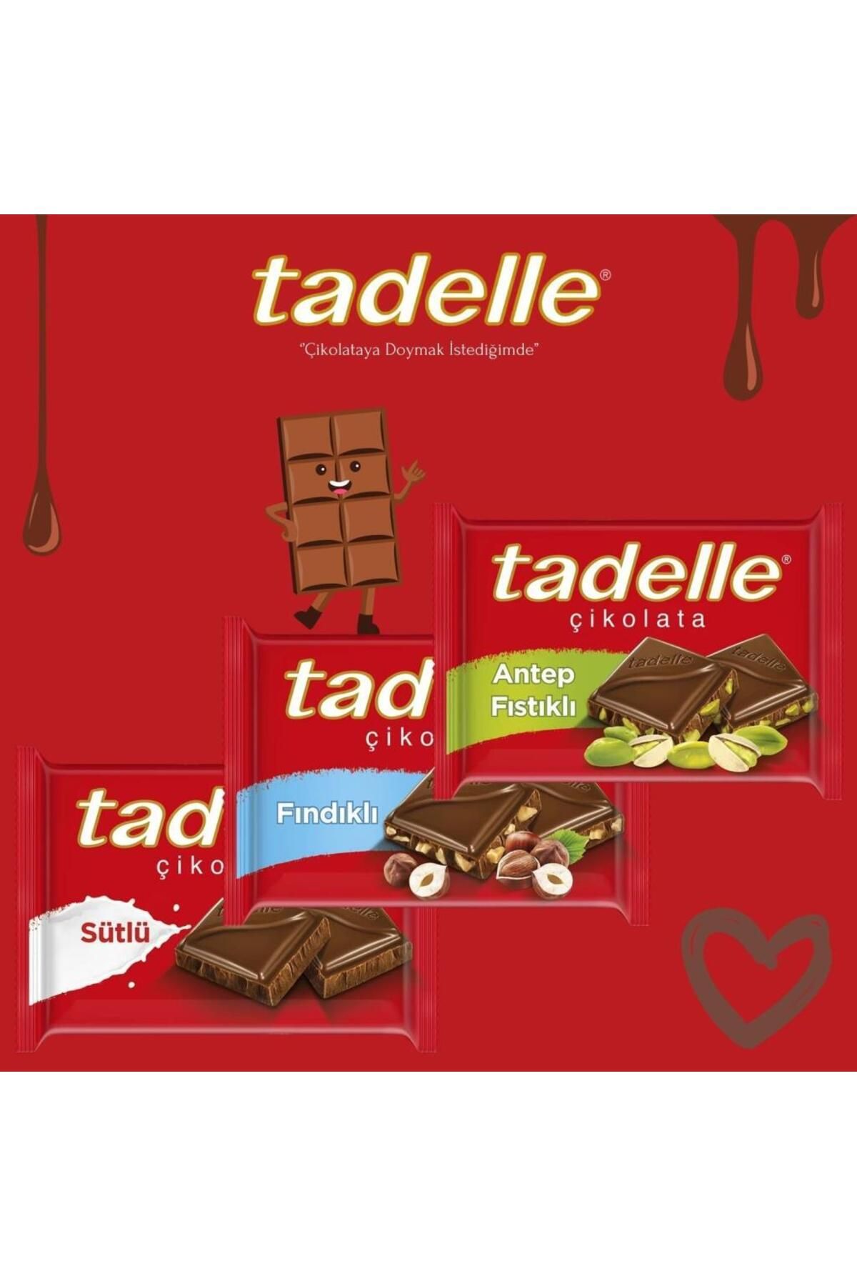 Tadelle Antep Fıstıklı+Fındıklı+Sütlü Tablet Çikolata 60g