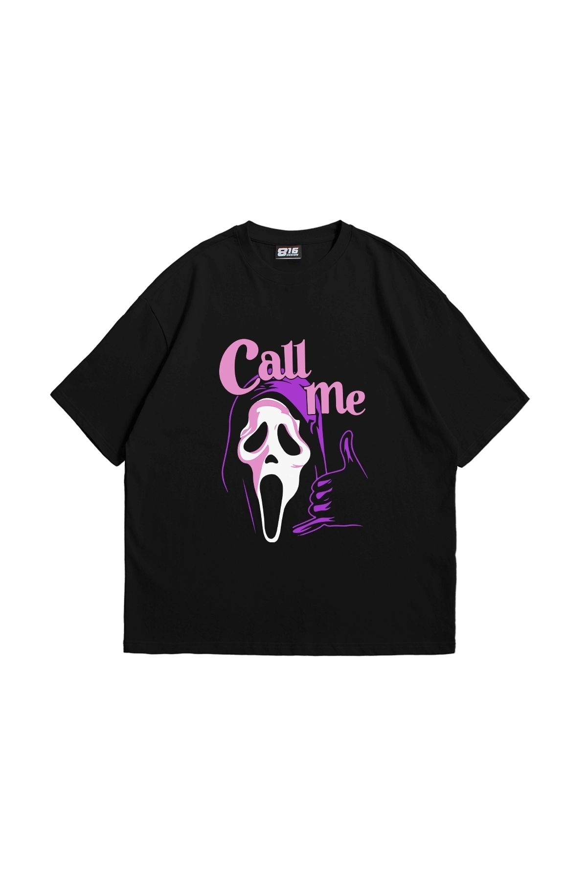 Tarzsokak Call Me Baskılı Oversize Unisex Siyah