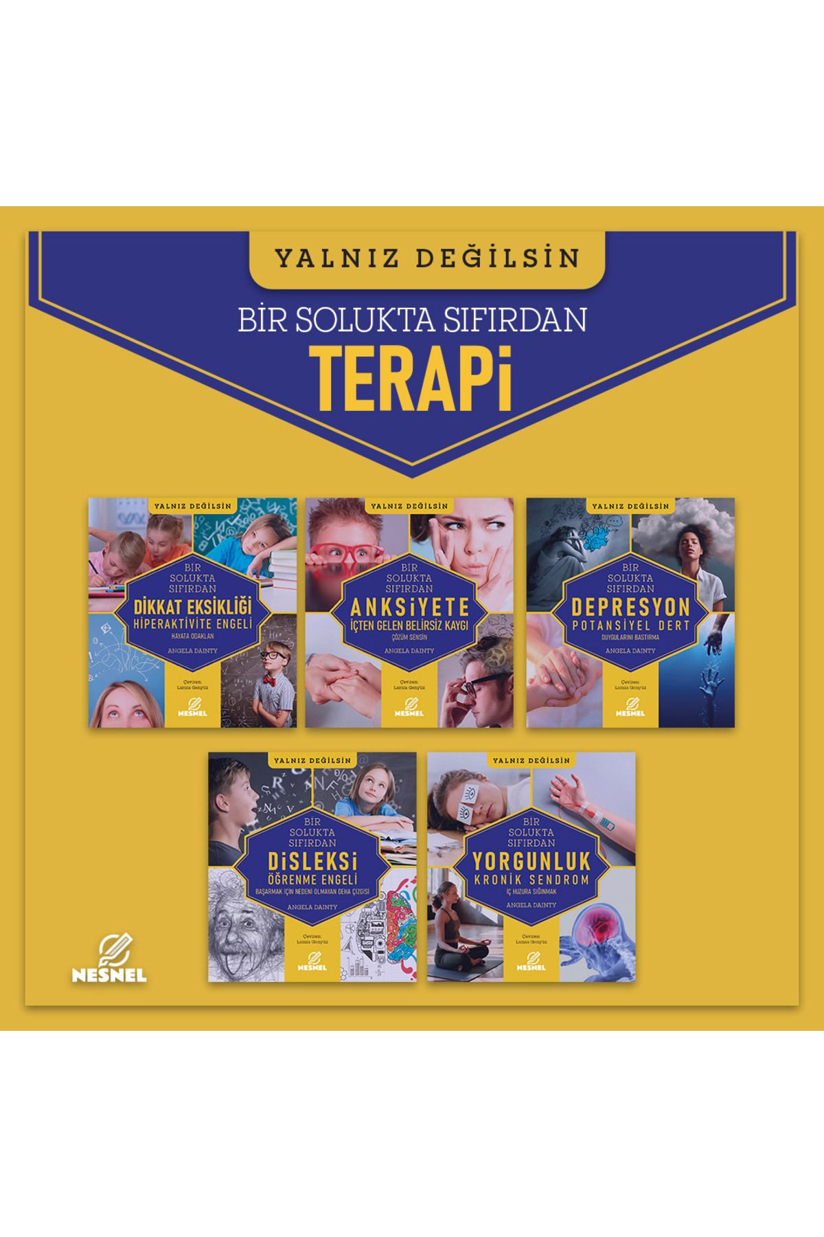 nesnel yayınlar Terapi Seti 5 Kitap Bir Arada - Dikkat Ekiskliği - Anksiyete - Depresyon - Disleksi - Yorgunluk