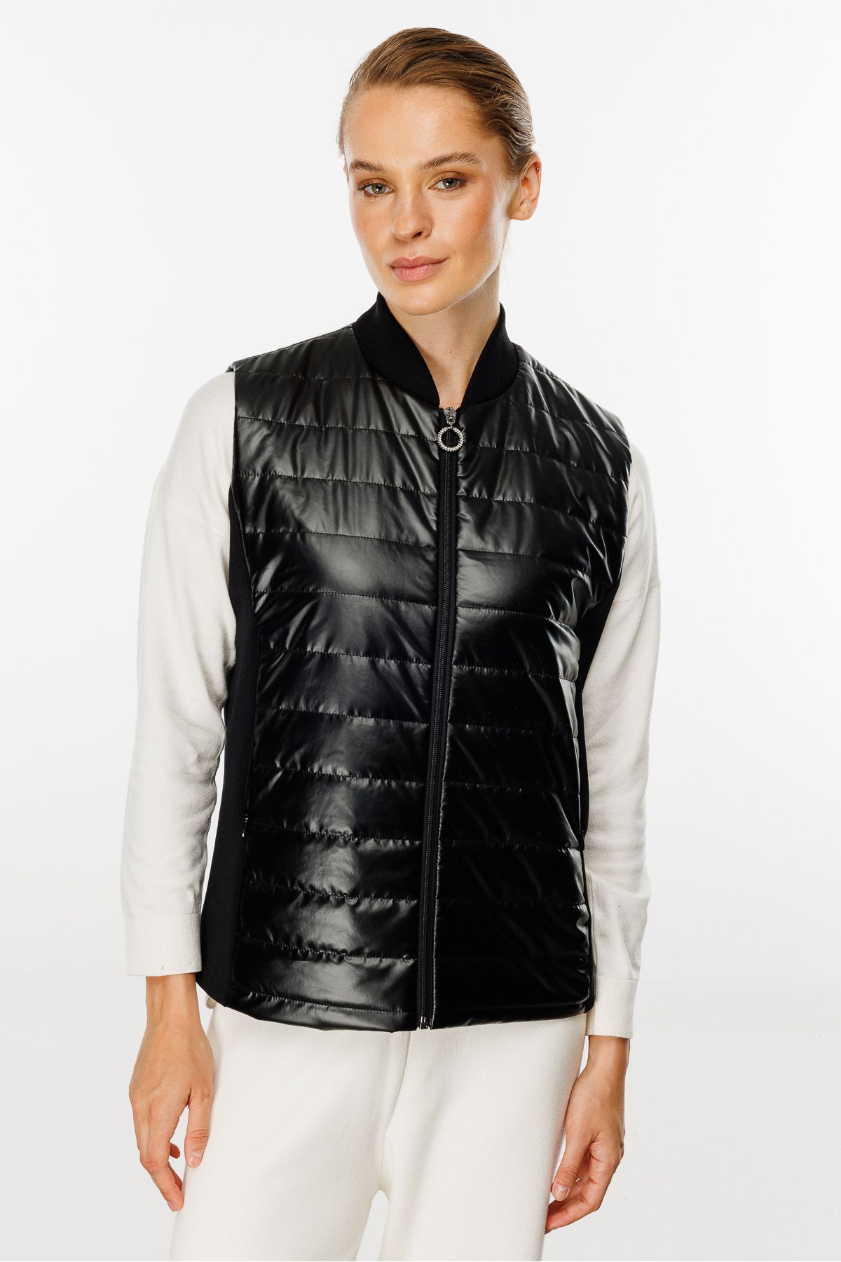 Butik Triko-Knitwear Collared Quilted Vest 4