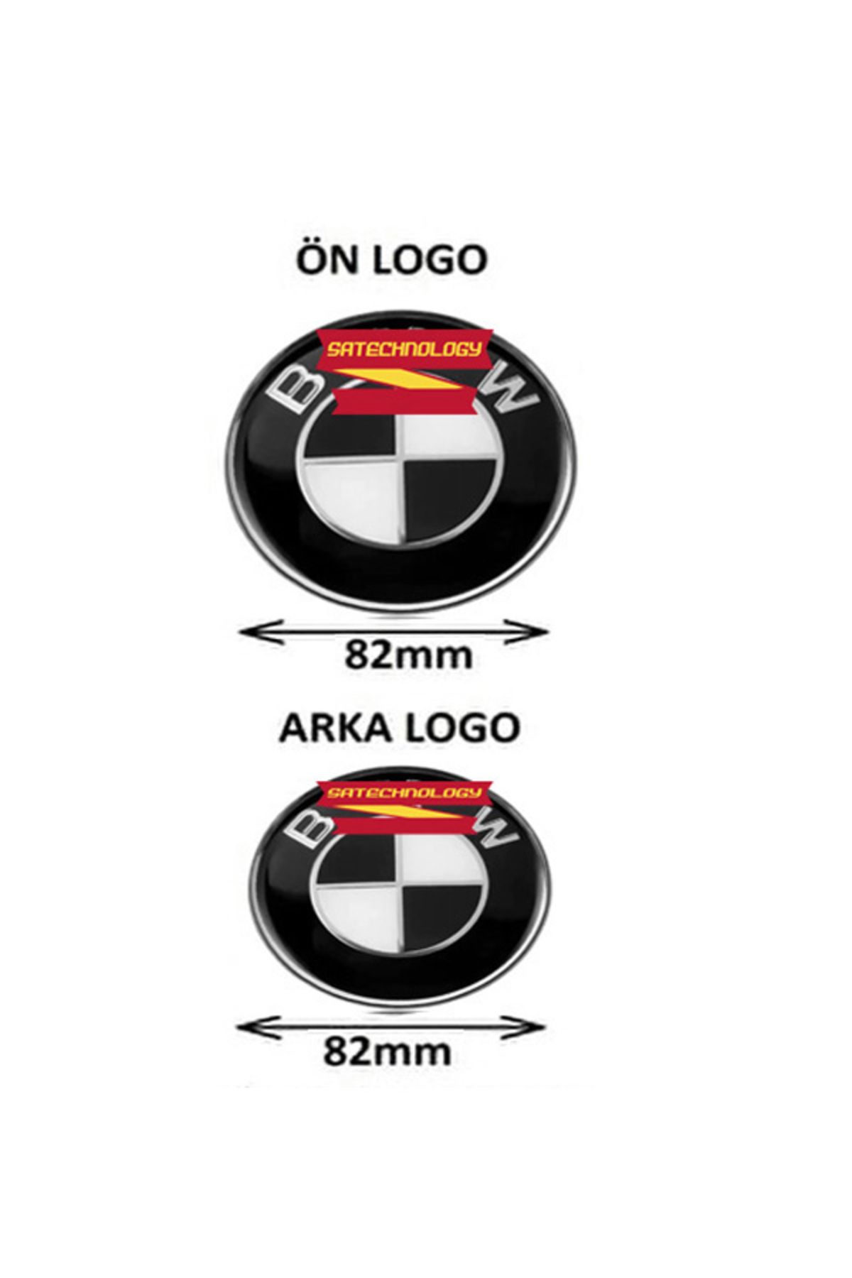 SATECHNOLOGY Bmw E60 ön kaput ve bagaj logo takımı SİYAH BEYAZ 2li( E60,E39,E36,E34,E84,f39 kasalara uyar)