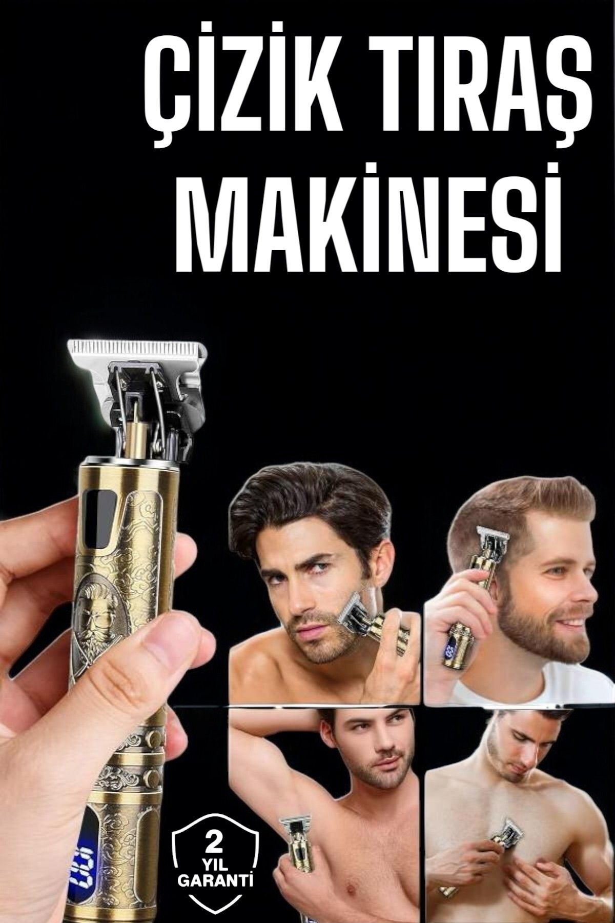 Genel Markalar Tıraş Makinesi Şarjlı Profesyonel Saç Kesme Makinesi Gold Çizik Tıraş