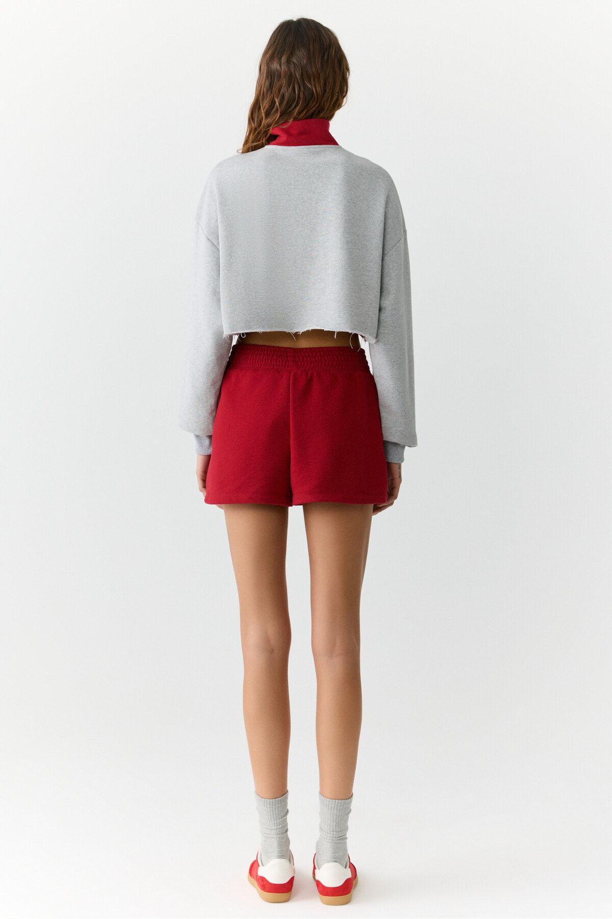Urban Beat-Urbanbeat Damen-Shorts mit elastischem Bund und Taschendruck, Relaxed Red Shorts 8