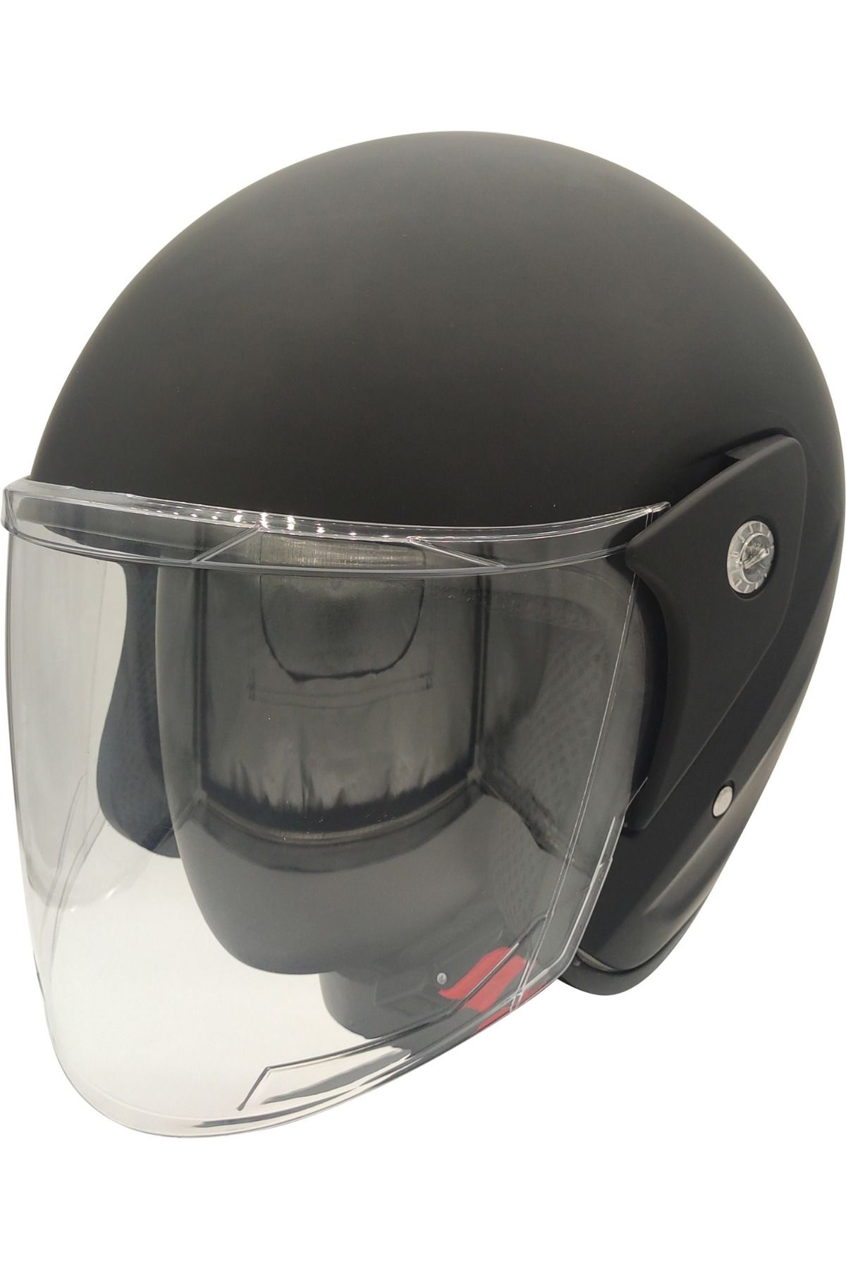 AnkaShop Motosiklet Kaskı Mat Siyah Motor Kask Yarım Açık Geniş Açı Kask Abs Kabuk Malzeme Motorcı Kaskı L-XL