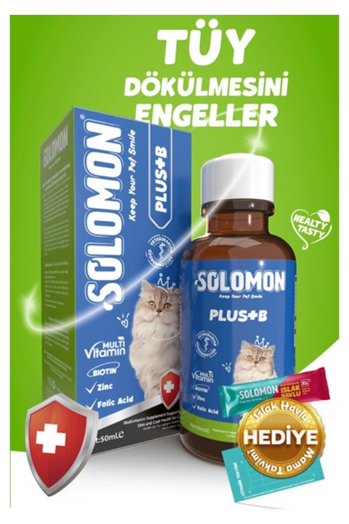 Solomon Plus+B 50 Ml Kediler Için Tüy Sağlığını Destekleyici Multivitamin Damla