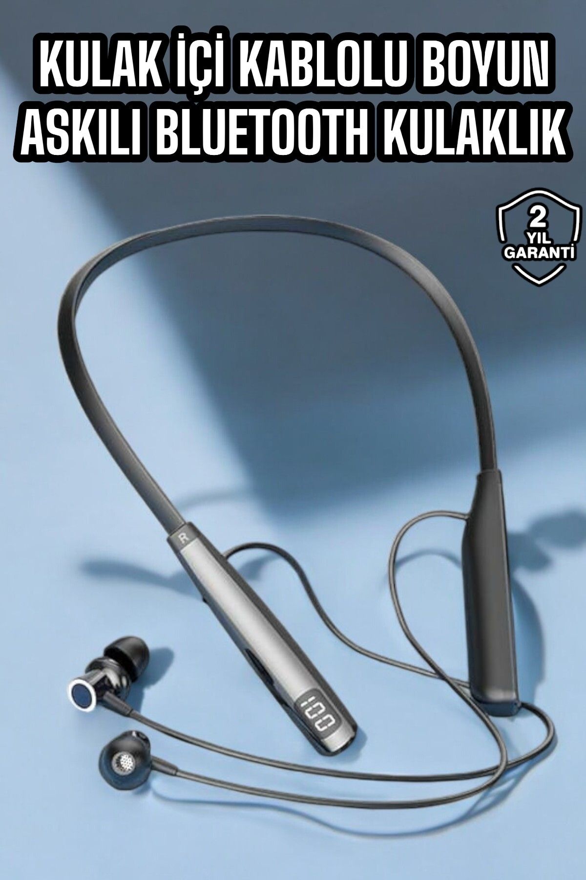 NOY Boyun Askılı Bluetooth Kulaklık Uzun Şarj Süreli Dijital Göstergeli Kablolu