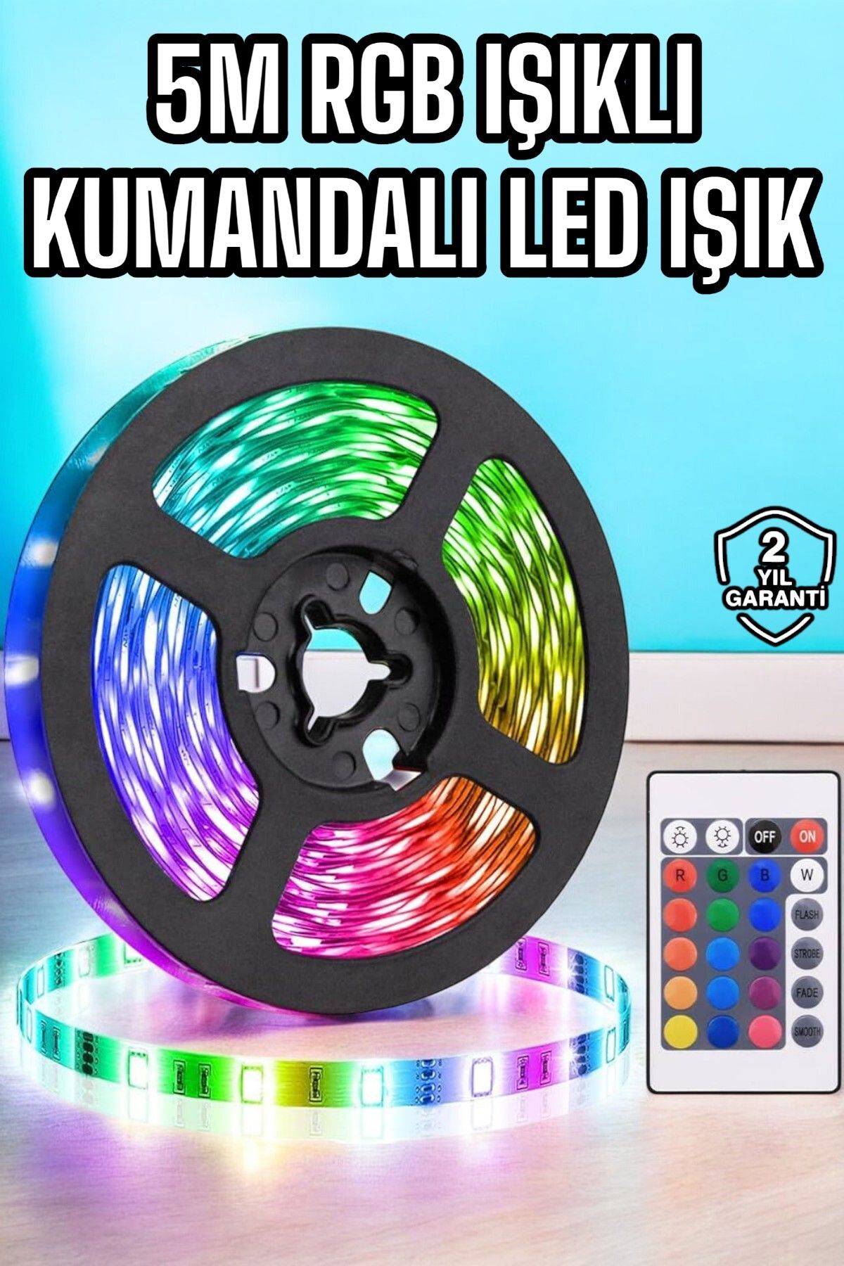 UCUZTEKNO 5M RGB Işıklı Her Ortama Uygun Led Işık