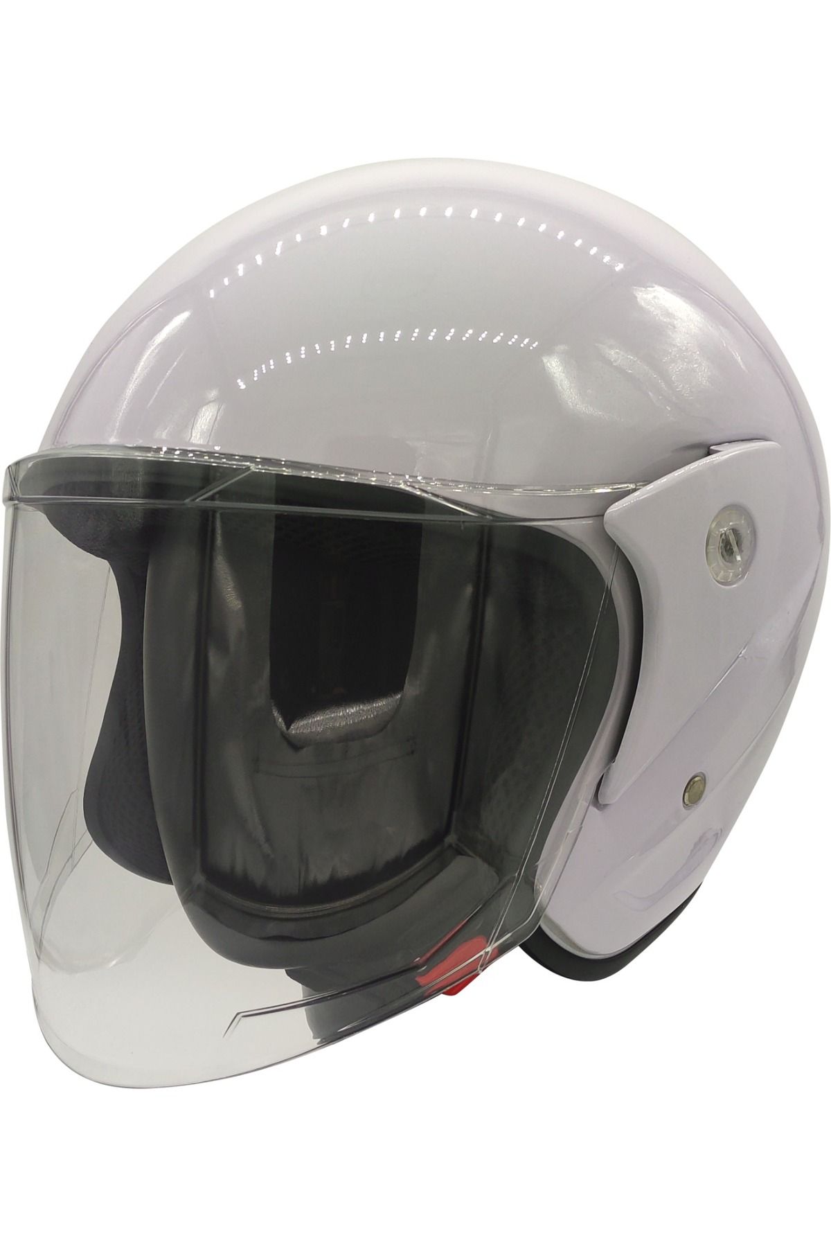 AnkaShop Motosiklet Kaskı Parlak Beyaz Motor Kask Yarım Açık Kask Geniş Açı Abs Kabuk Malzeme Motor Kask L-XL