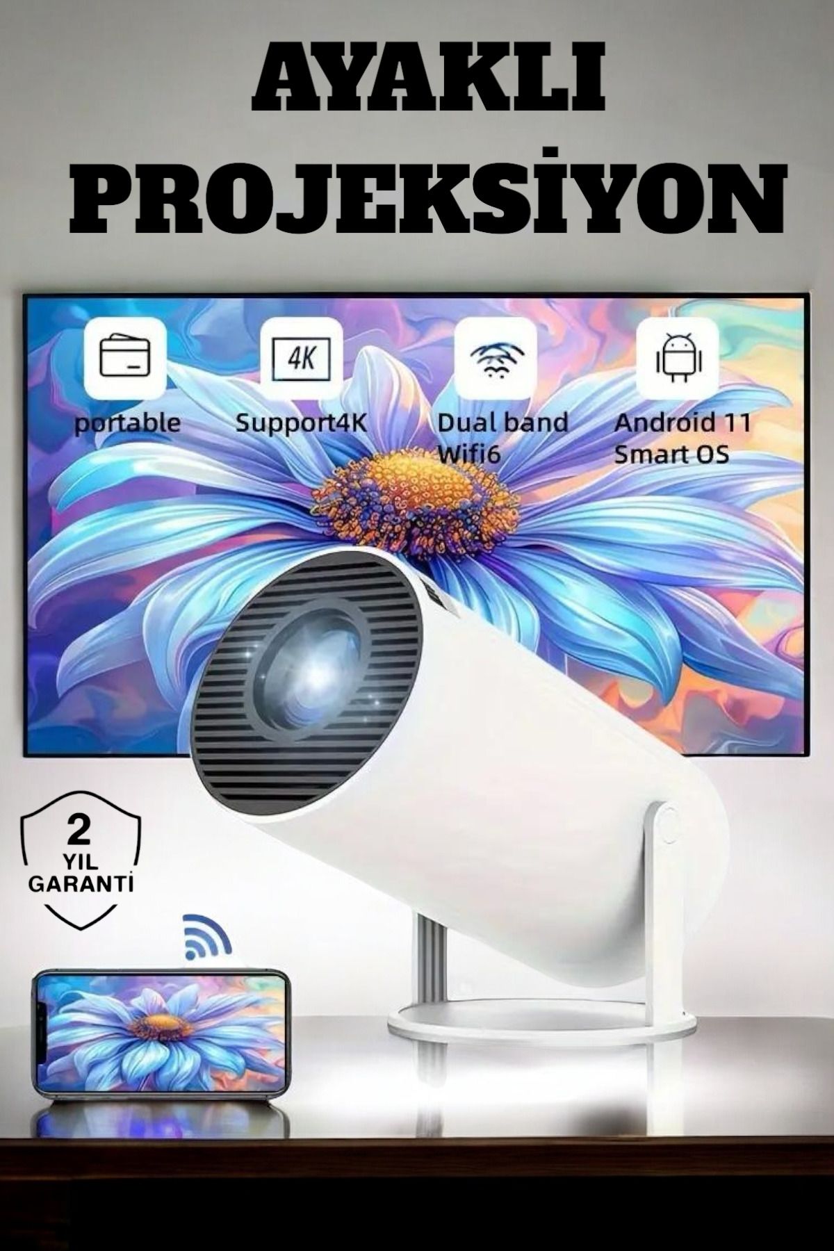 ASTRALTECH 130 İnç Geniş Ekran ve 4K Destekli Full HD Projeksiyon Cihazı