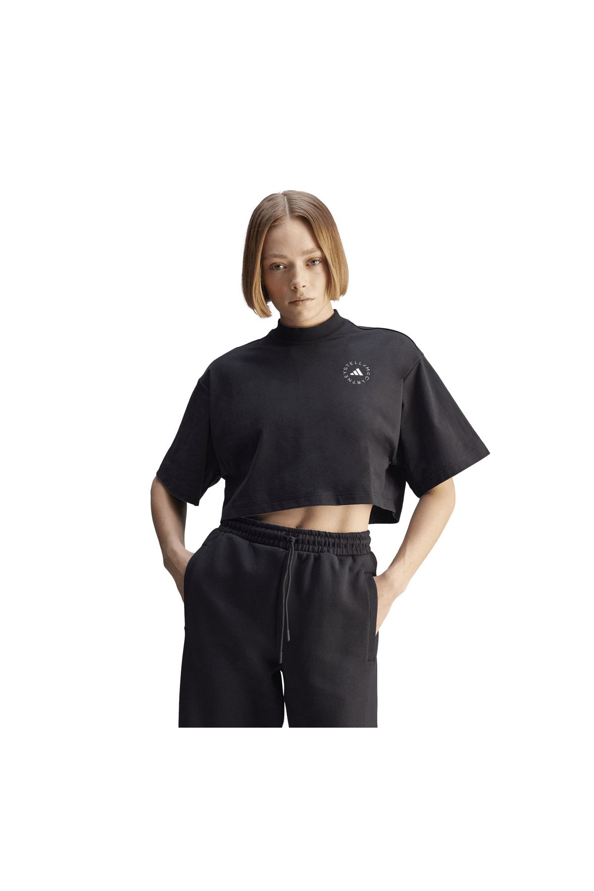 adidas JJ0080-K adidas By Stella Mccartney Crop Kadın T-Shirt Siyah