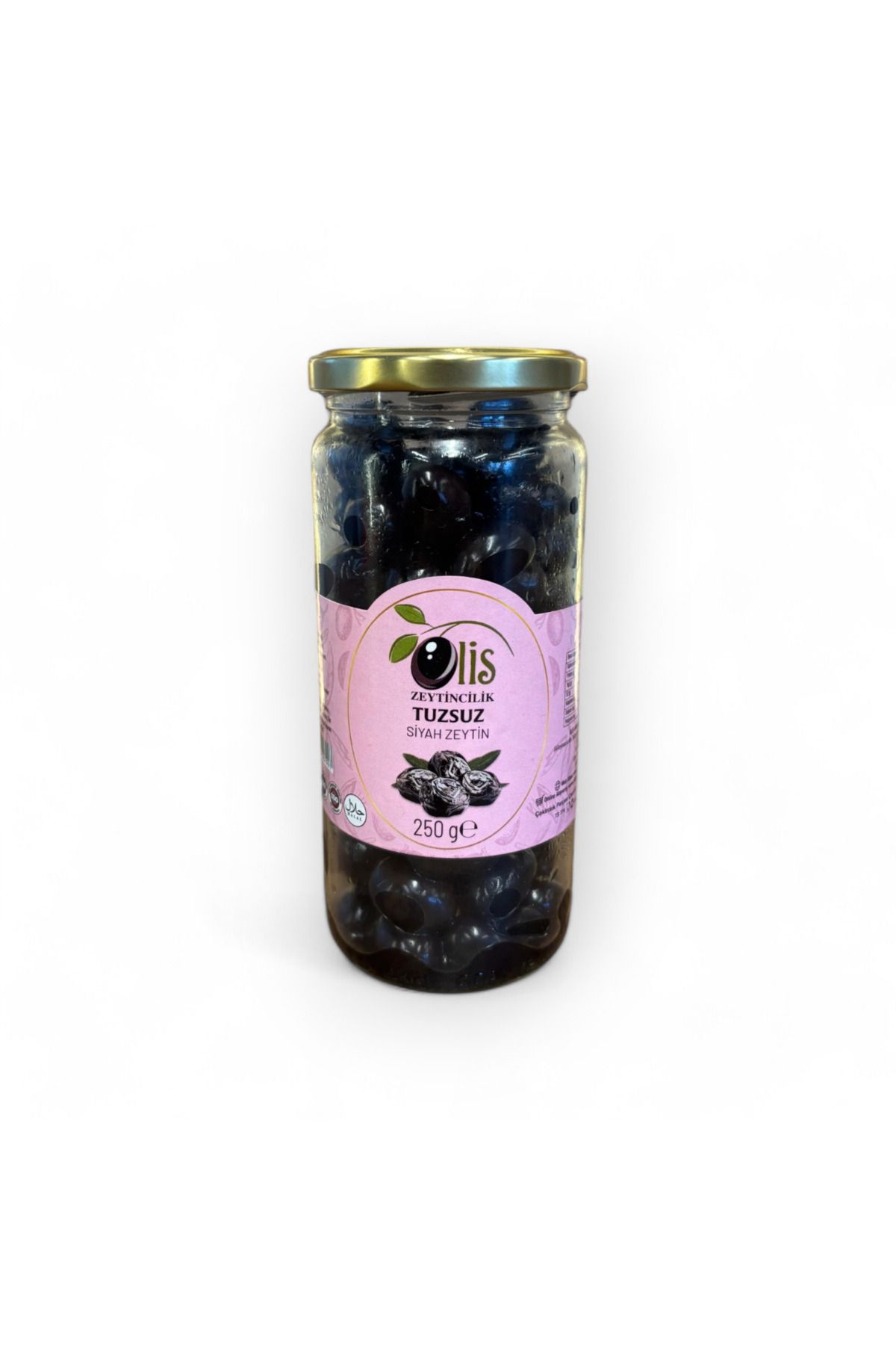 Olis Zeytinleri Tuzsuz Siyah Zeytin - Süzme Ağırlık 250 Gr. - Cam Kavanoz