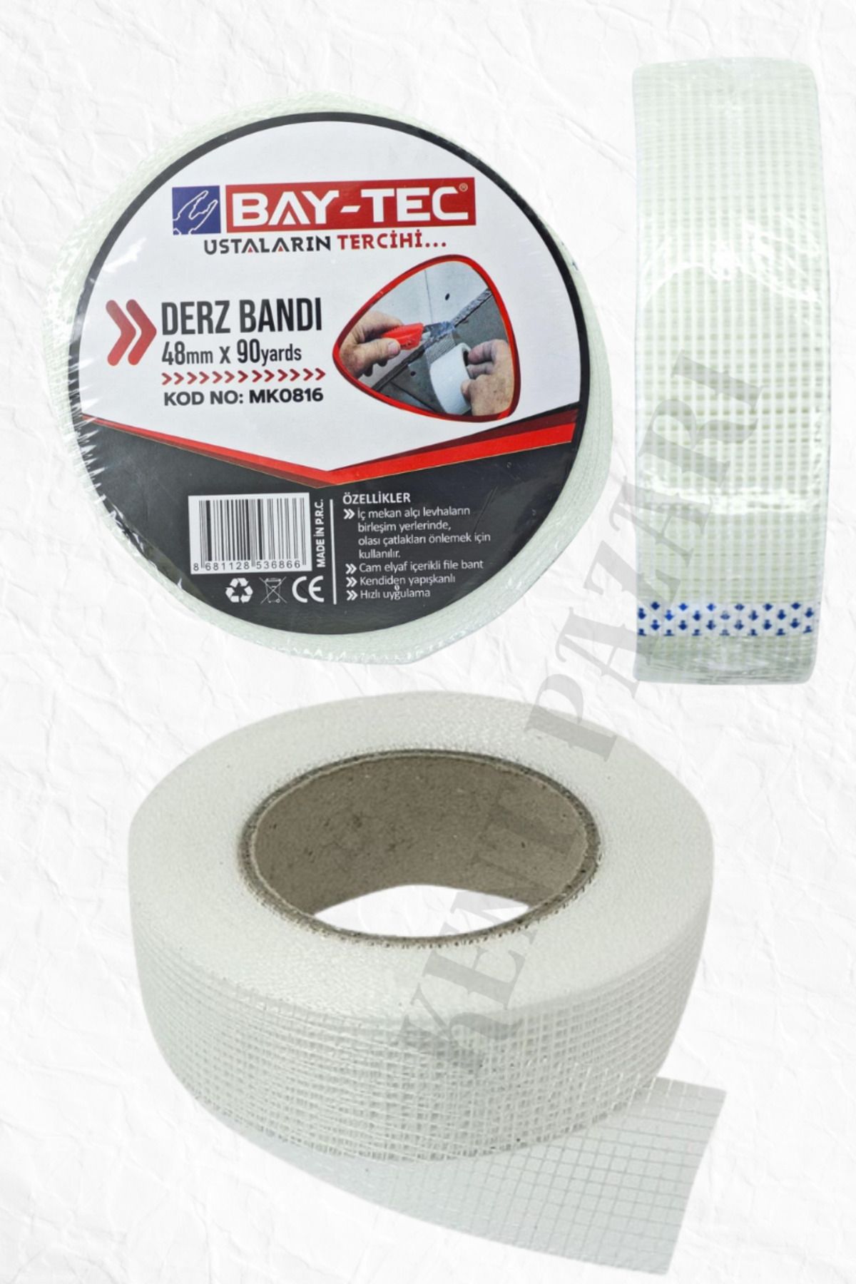 Kent Pazarı Derz Bandı 48mm*90yards Cam Elyaf İçerikli File Bant Hızlı Uygulama