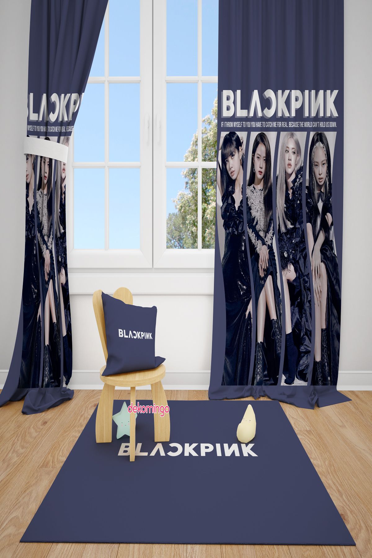 dekomingo KOYU BLACK PINK 2 KANAT FON PERDE