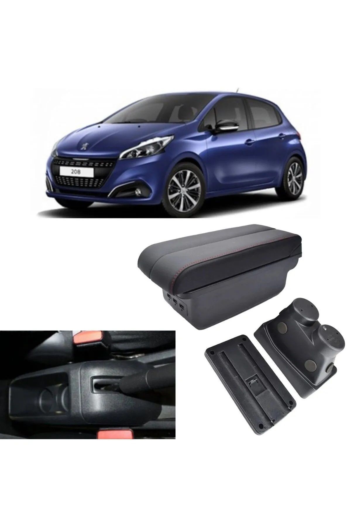 Cebsstore Peugeot 208 2013-2018 Delmesiz Vidasız Kol Dayama Kolçak