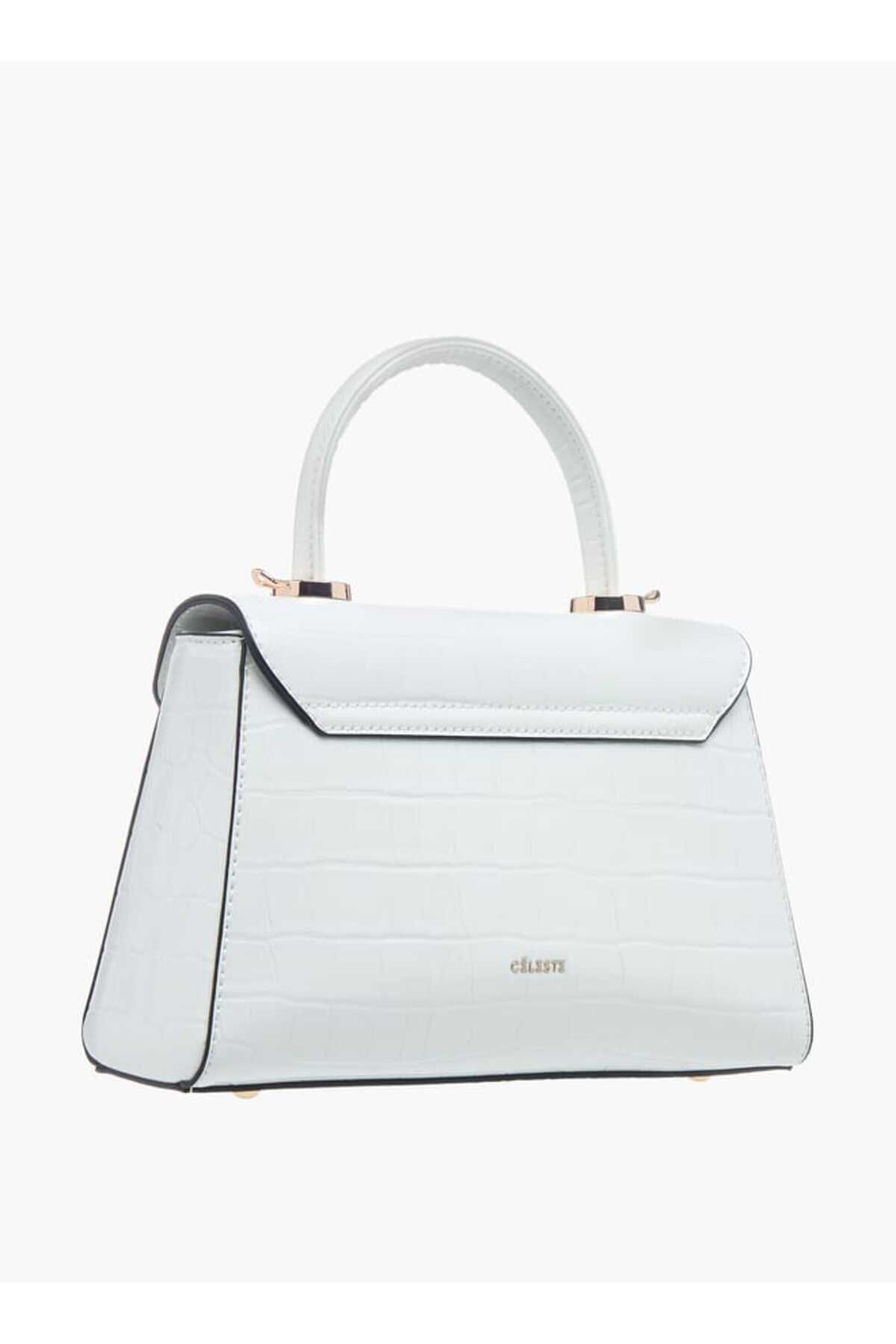 Celeste-Textured Satchel Bag with Flap Closure and Detachable Strap 3