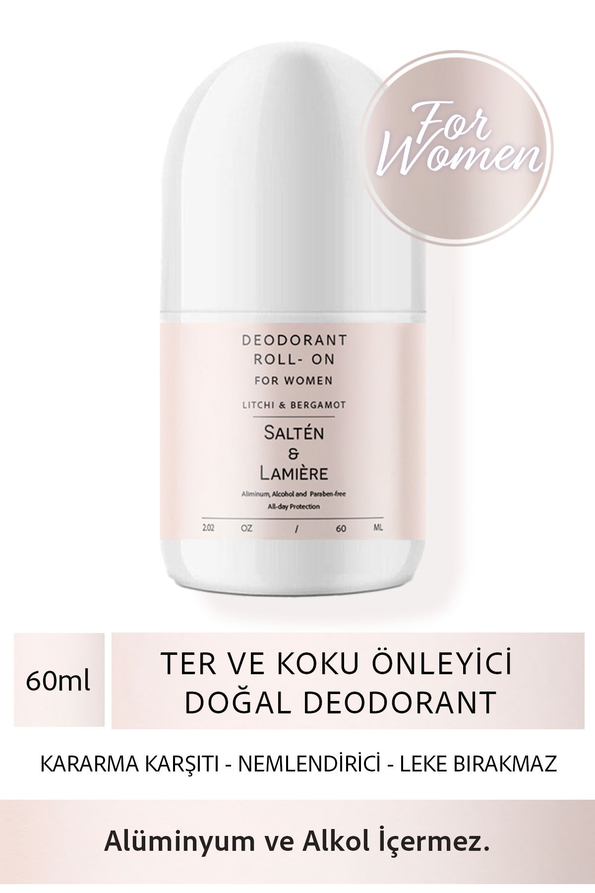 Salten Lamıere Koltuk Altı Roll On Terleme ve Ter Kokusu Önleyici Doğal Beyazlatıcı Etkili Kadın Deodorant 60ml