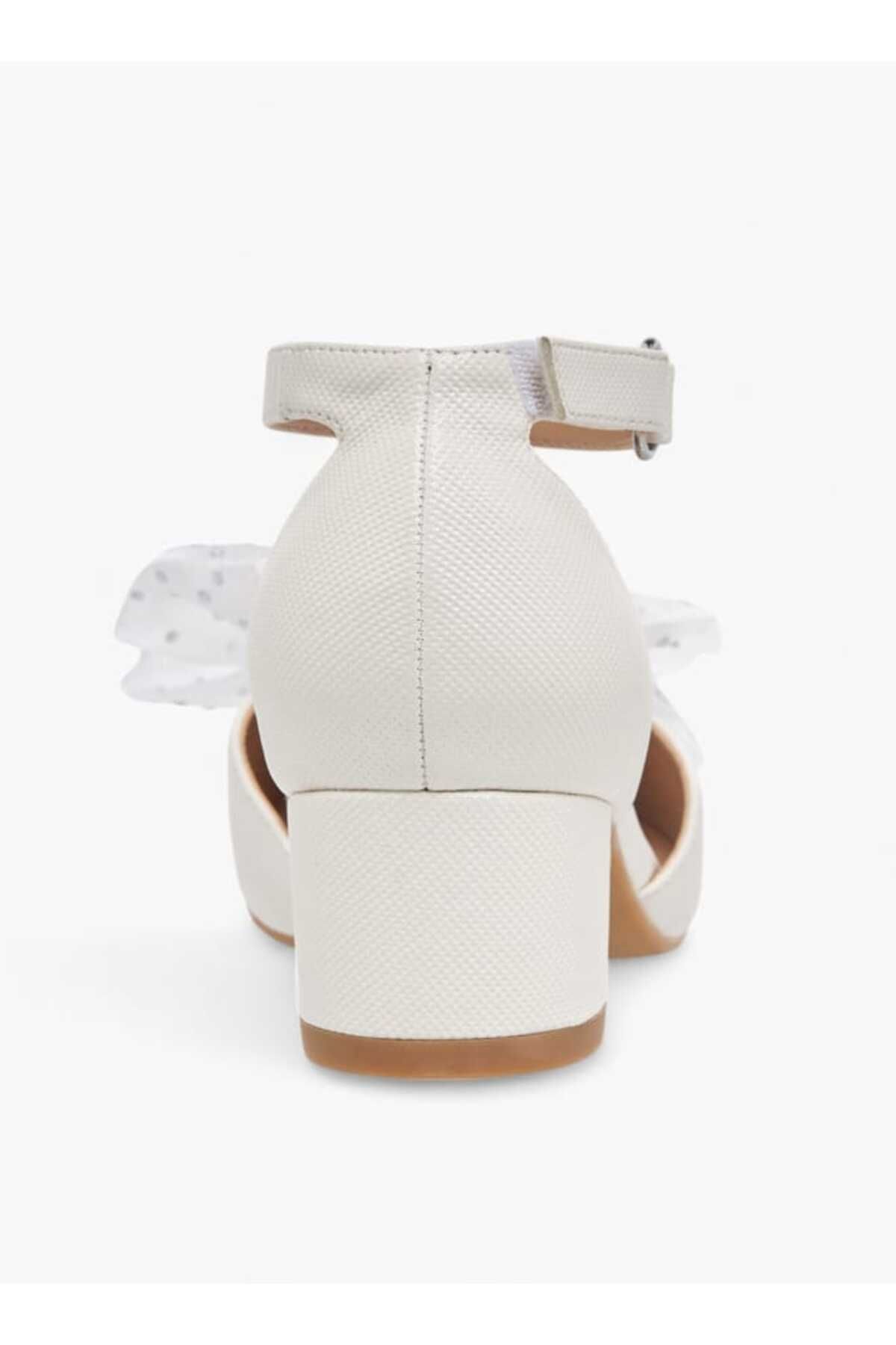 Celeste-Girls' Flower Applique Block Heel Shoes with Hook and Loop Closure 5