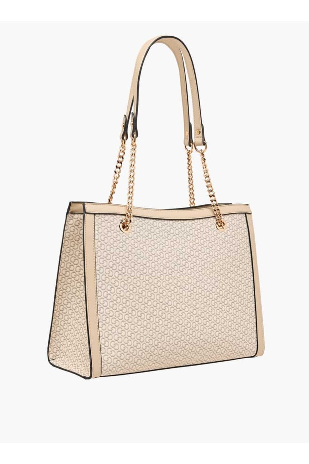 Celeste-Monogram Print Tote Bag with Double Handles and Zip Closure 4