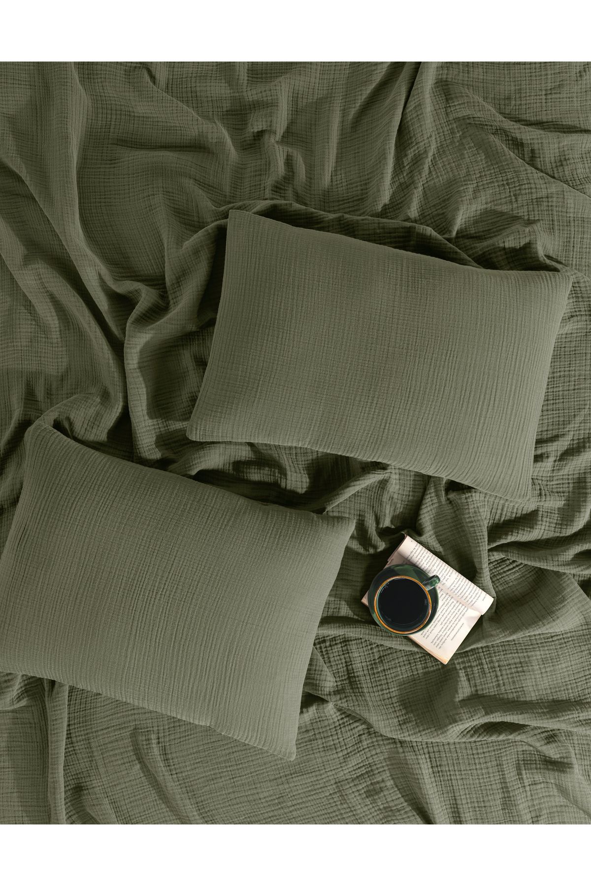 MYLASA HOME-Definite Patterned 2-Piece Muslin Pillow Case 50 X 70 Cm-Khaki 4