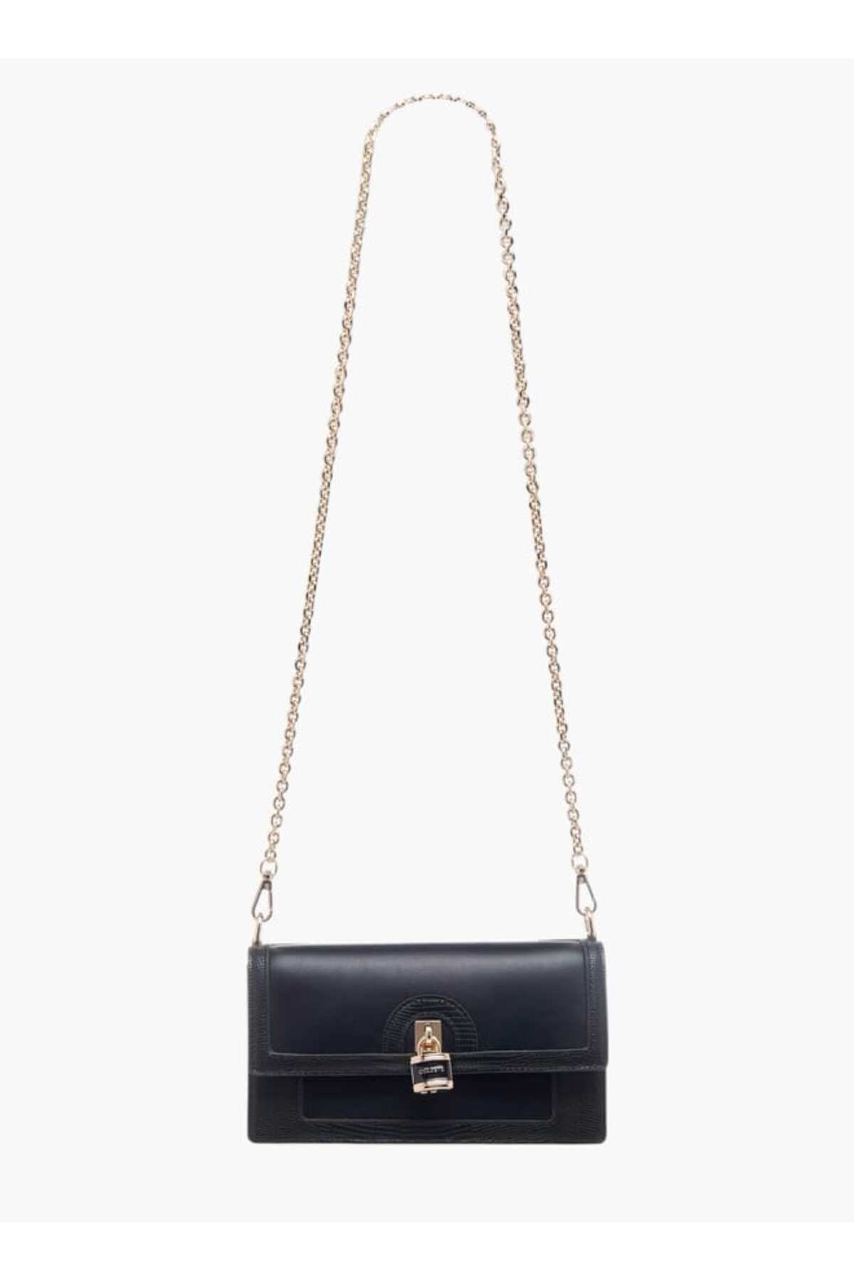Celeste-Lock Detail Crossbody Bag with Button Closure and Chain Strap 2
