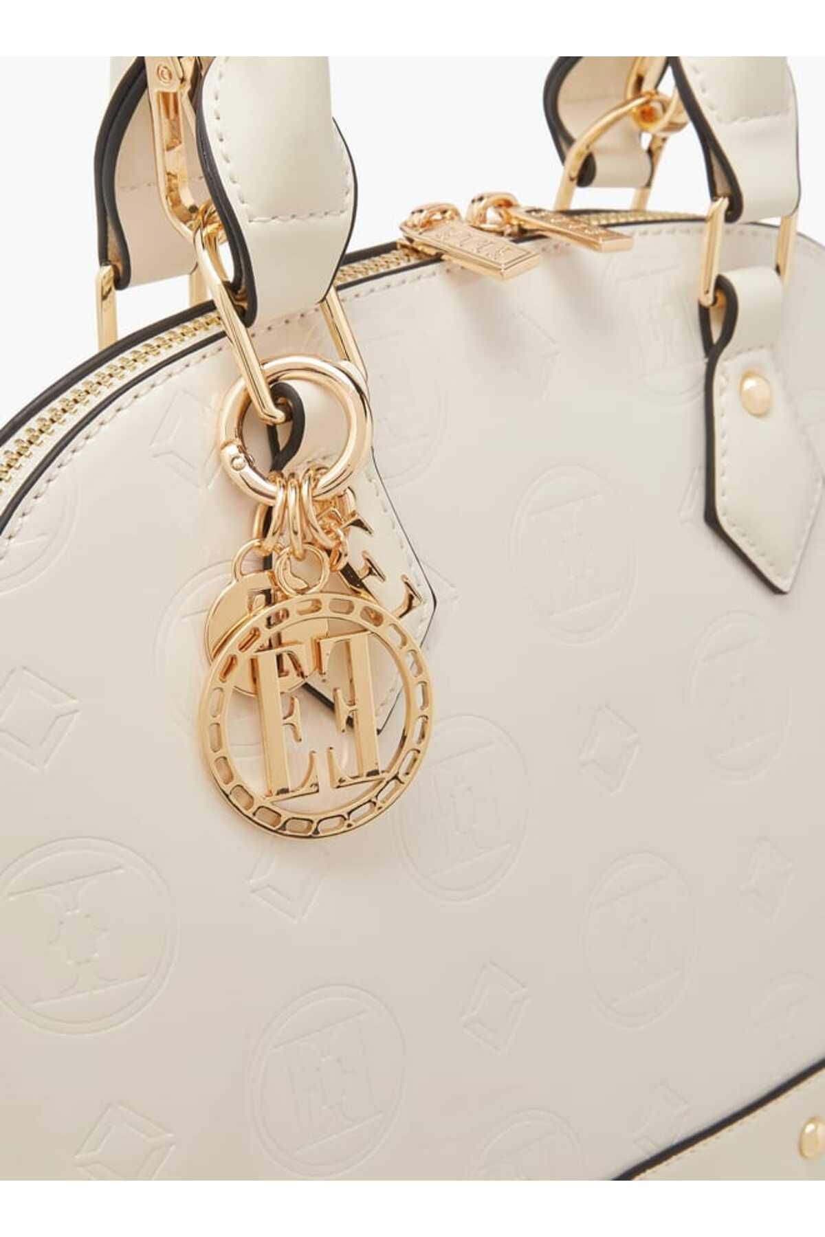 ELLE-Monogram Embossed Tote Bag with Top Handles and Detachable Strap 4