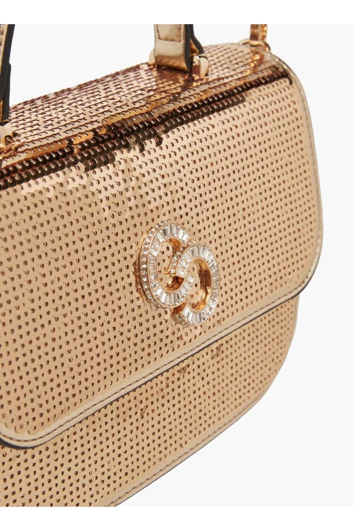 Celeste-Celeste Embellished Satchel Bag with Button Closure and Chain Strap 4