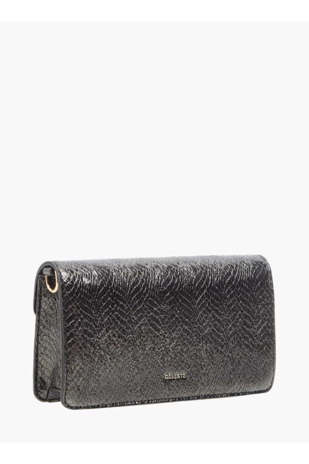 Celeste-Textured Crossbody Bag with Button Closure and Chain Strap 3