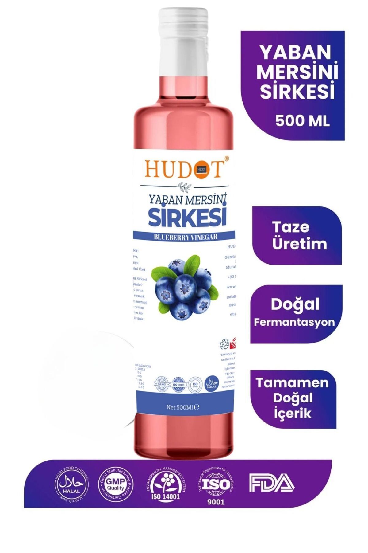 HUDOT Yaban Mersini Sirkesi 500 Ml