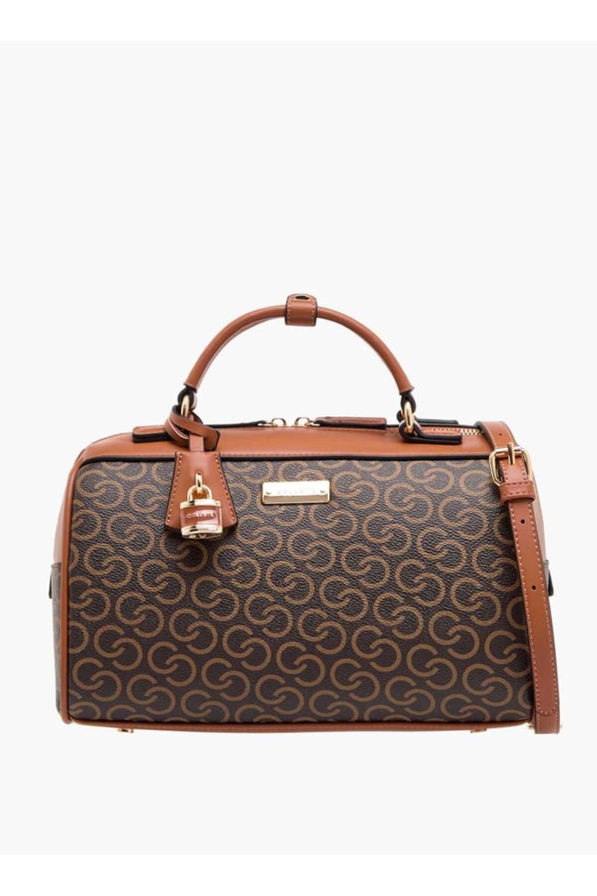 Celeste-Monogram Print Tote Bag with Detachable Strap 1