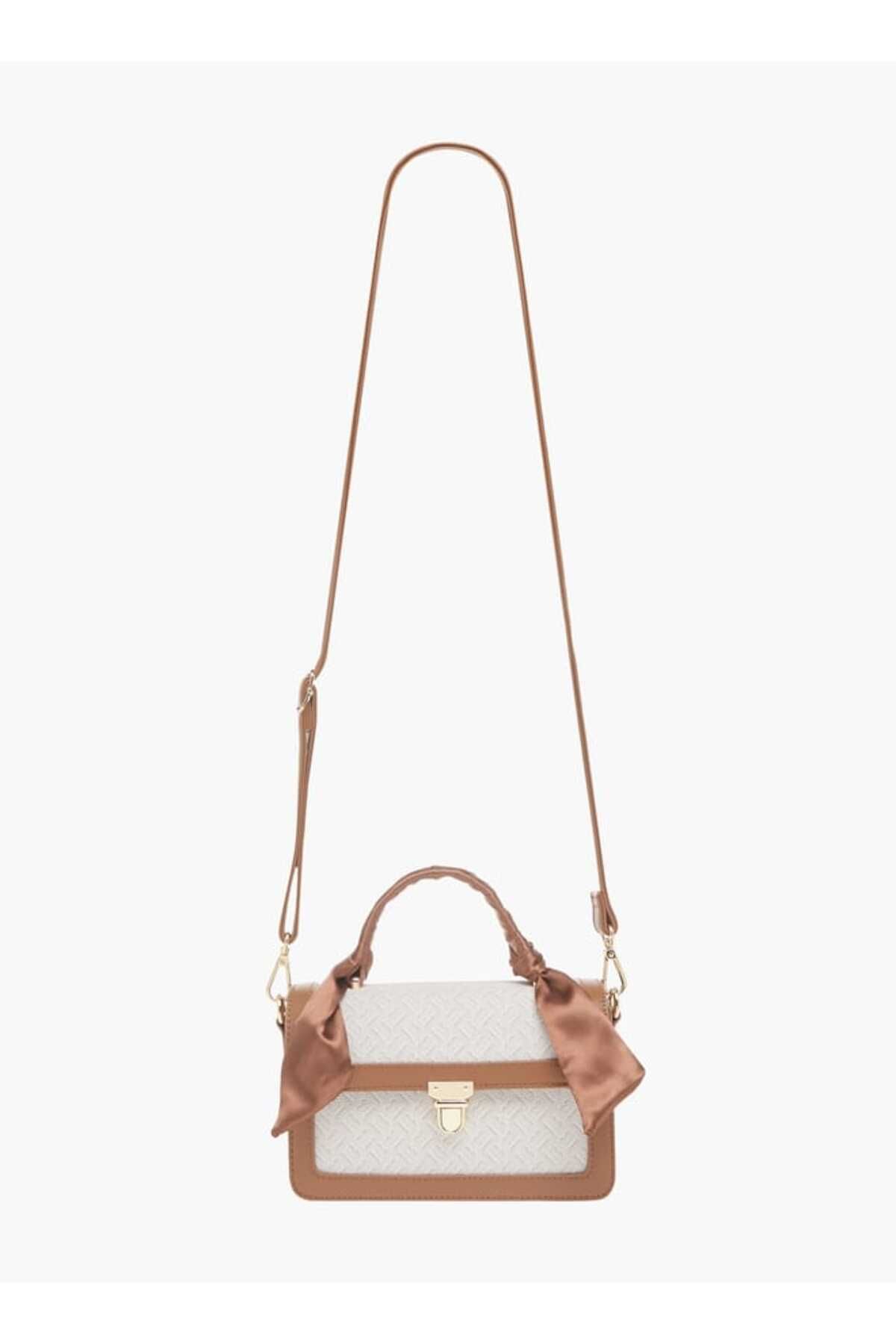 Flora Bella by Shoexpress-Flora Bella Monogram Print Satchel Bag with Grab Handle and Tuck Lock Closure 2