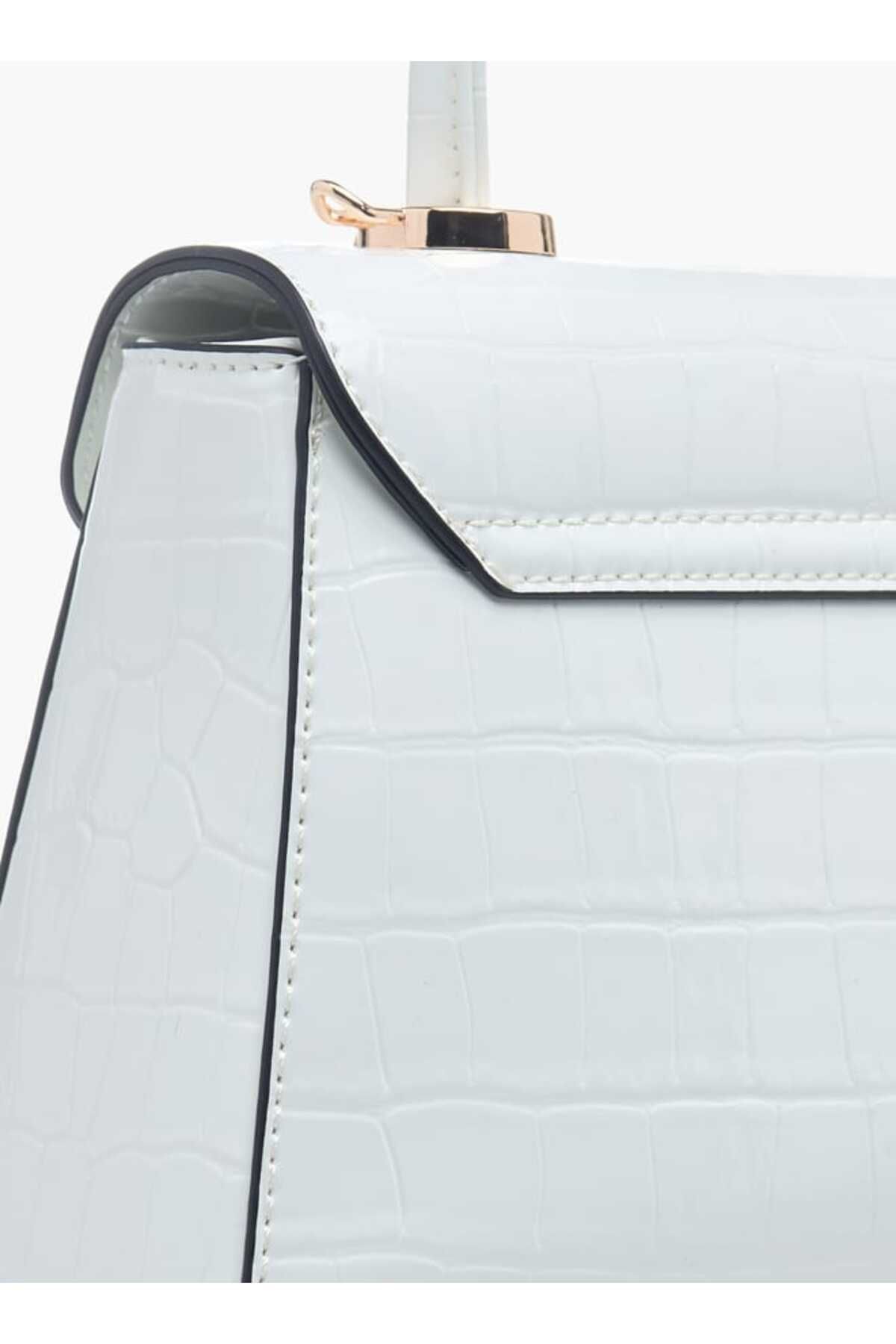 Celeste-Textured Satchel Bag with Flap Closure and Detachable Strap 5
