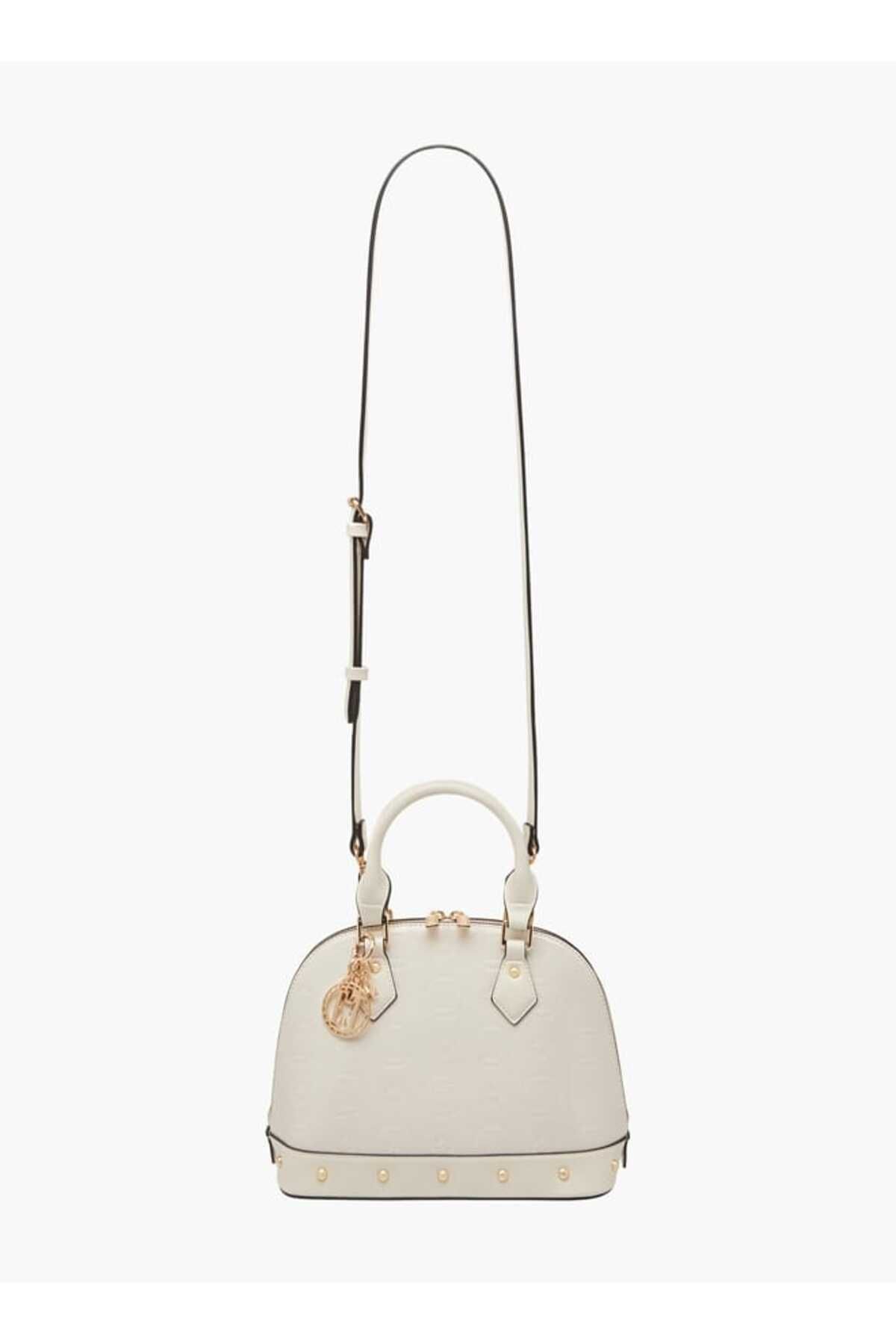 ELLE-Monogram Embossed Tote Bag with Top Handles and Detachable Strap 2