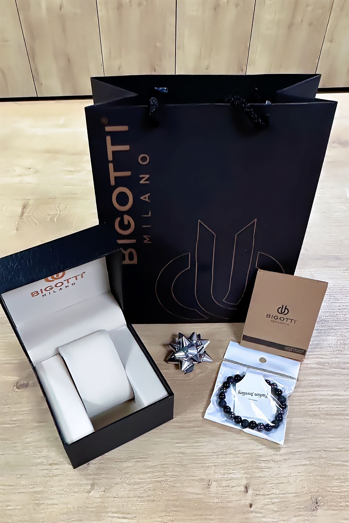 Bigotti-5 Atm Waterproof Men's Wristwatch - Black Color, Steel Band, Gift Bracelet Bme2021C4 7