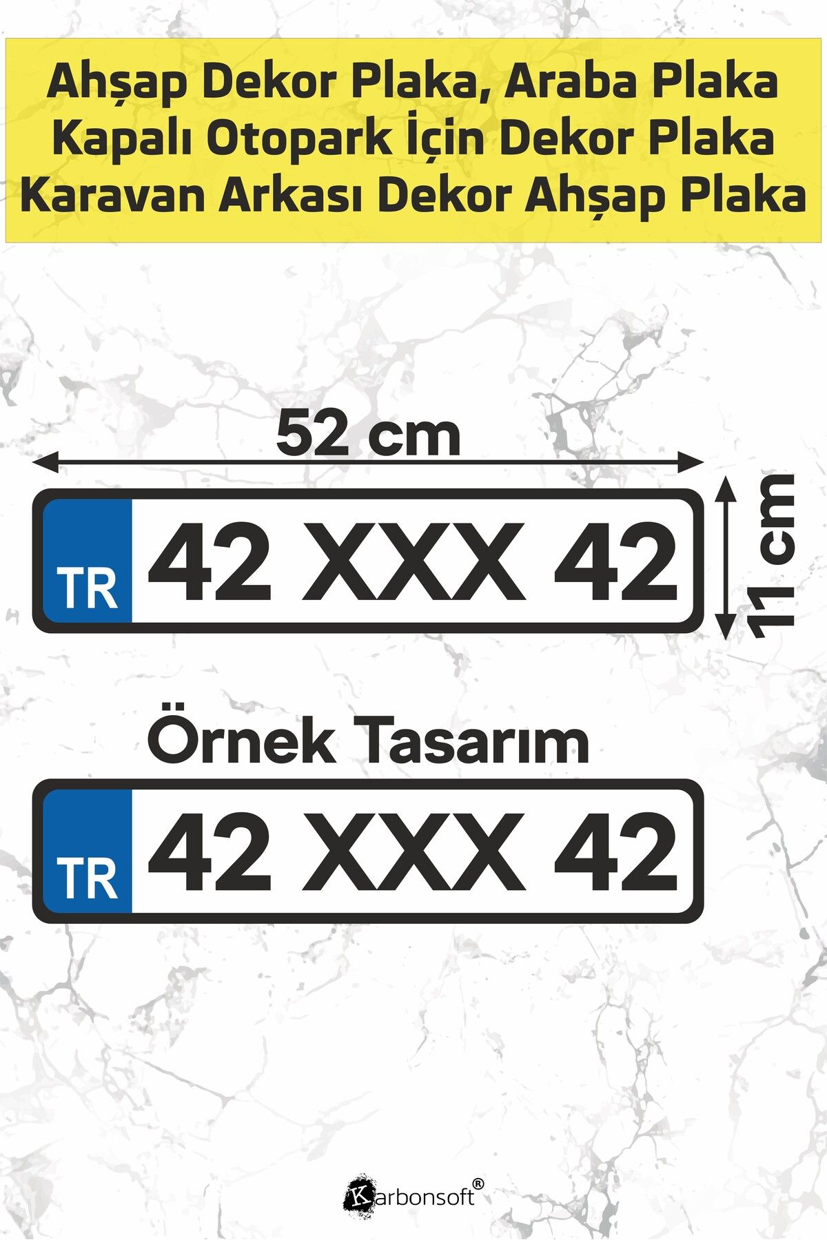 karbonsoft Kişiye Özel Ahşap Dekor Plaka, Karavan Arkası, Otopark, Araba Plaka, Isimli Plaka, Aksesuar Plaka