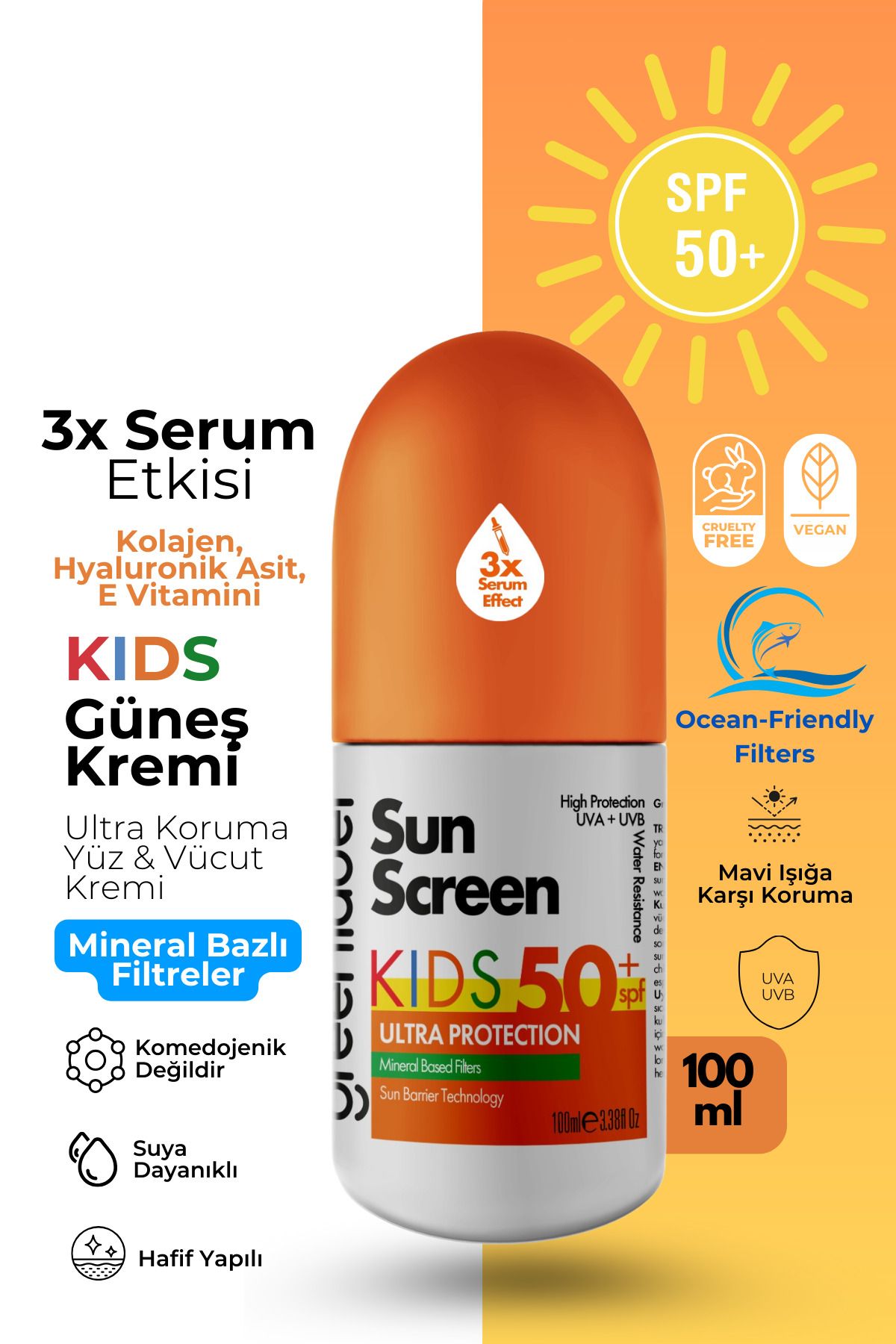 Green Label Yüksek Korumalı Kids Sun Spf 50 Mineral Bazlı Çocuklar İçin Güneş Koruyucu Krem 100 ml