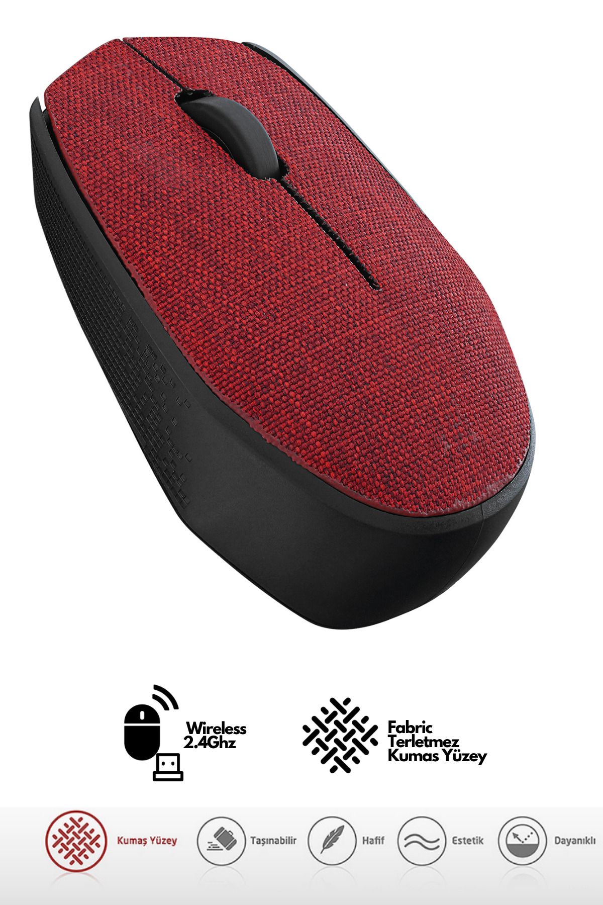 Sarftech Gri Kablosuz USB 2.4Ghz Terletmez Kumaş Fabric Yüzey 1.200Dpi Hafif Kablosuz Mouse