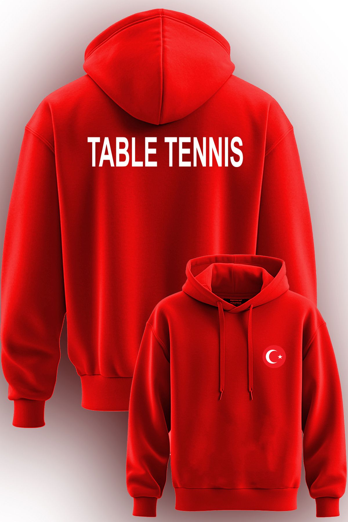 TOP GLORY Masa Tenisi AY Yıldız Baskılı 3 İp Şardonlu Kapüşonlu Sweatshirt hoodie