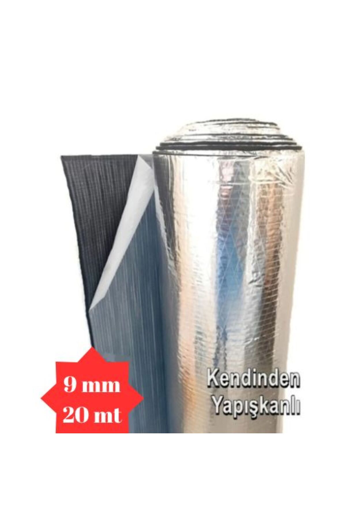 BantMarketim Alüminyum Folyolu Kauçuk Izolasyon 9mm 100cm x 24mt  (24m2) Kendinden Yapışkanlı  Kauçuk Köpüğü